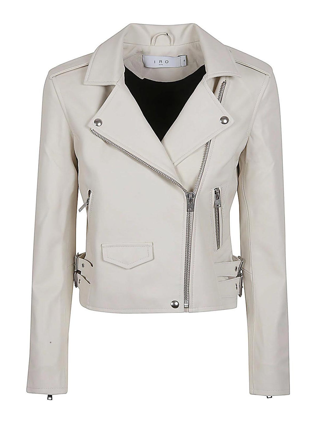 Shop Iro Ashville Leather Biker Jacket In White
