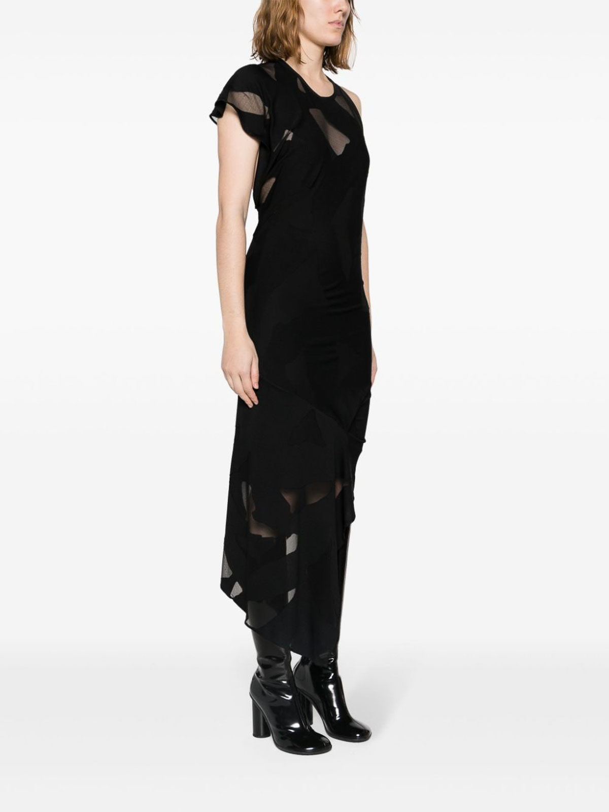 Shop Iro Asymmetric Midi Dress In Black