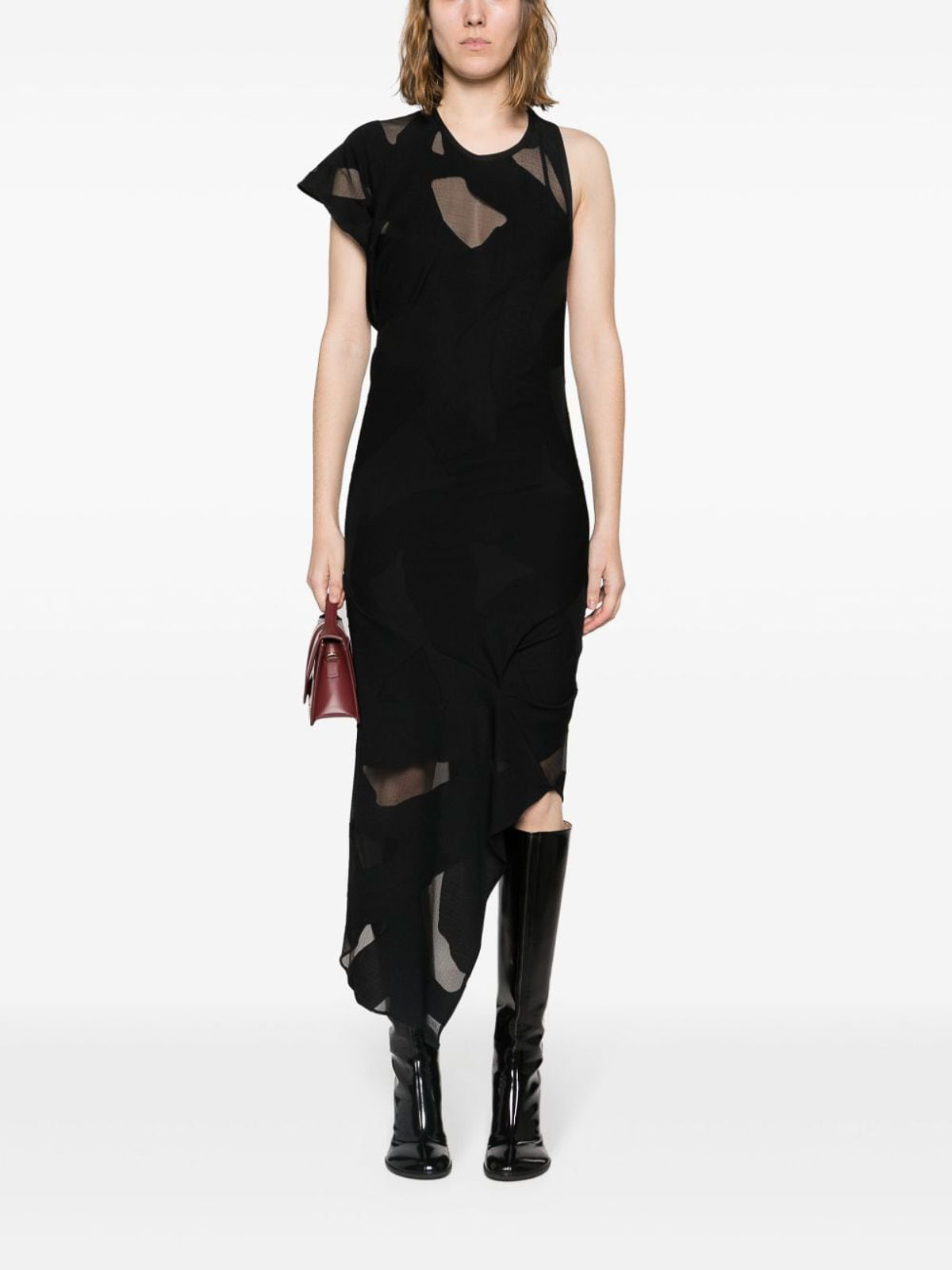 Shop Iro Asymmetric Midi Dress In Black