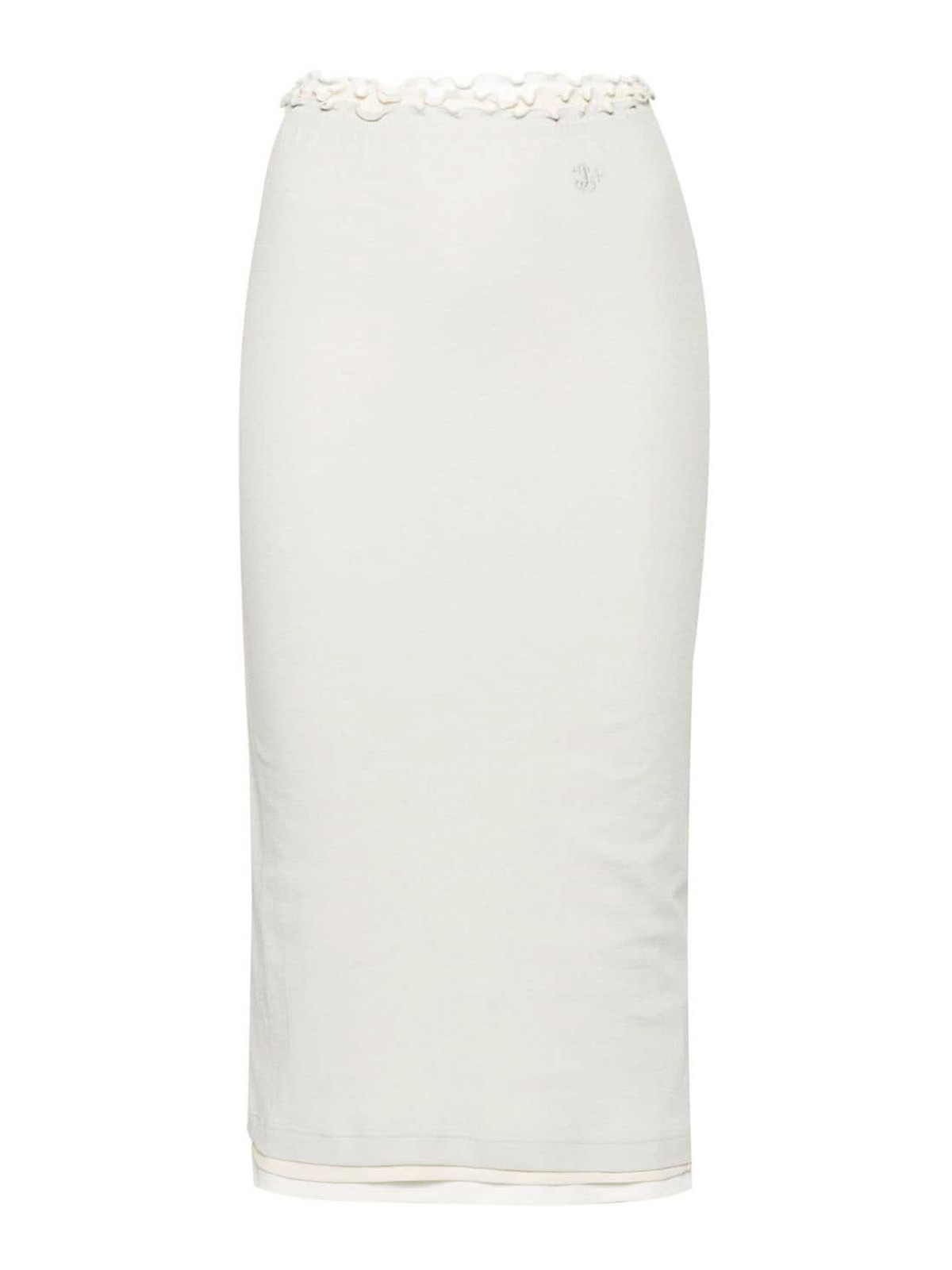 Shop Jil Sander Cotton Midi Skirt In White