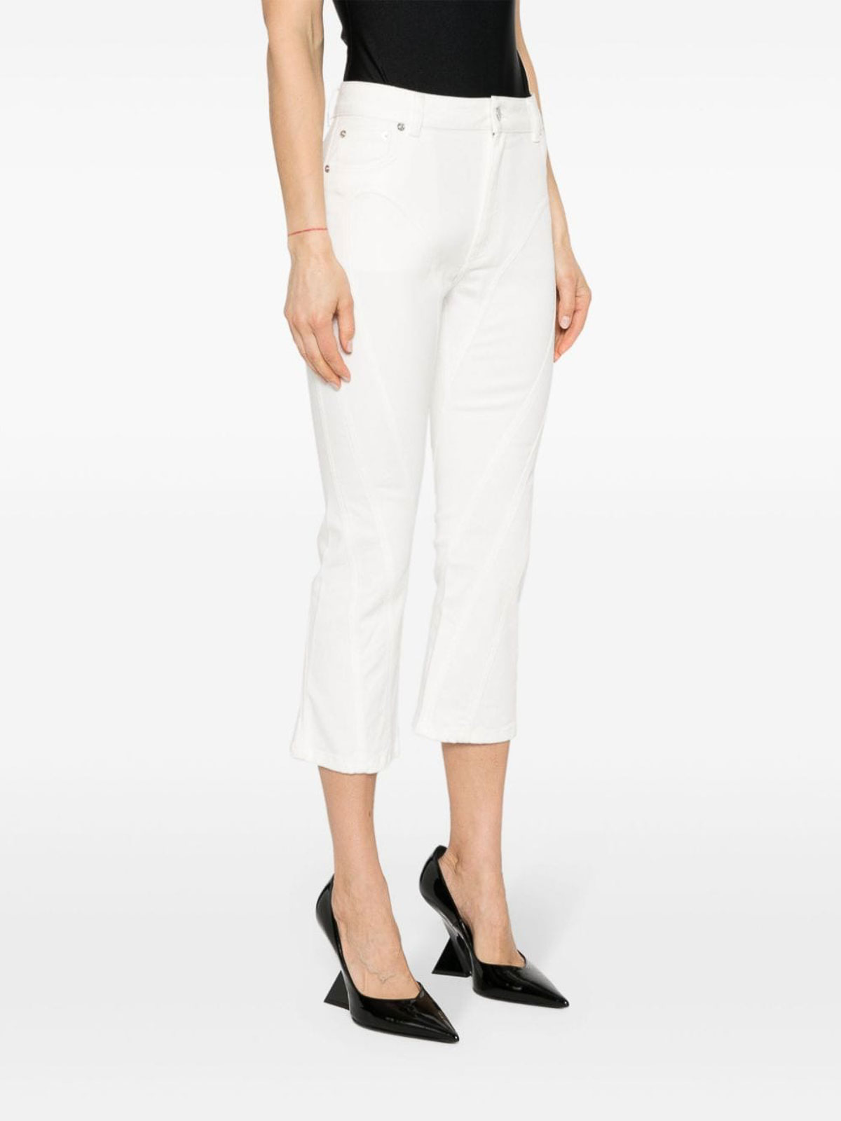 Shop Mugler Denim Skinny Jeans In White