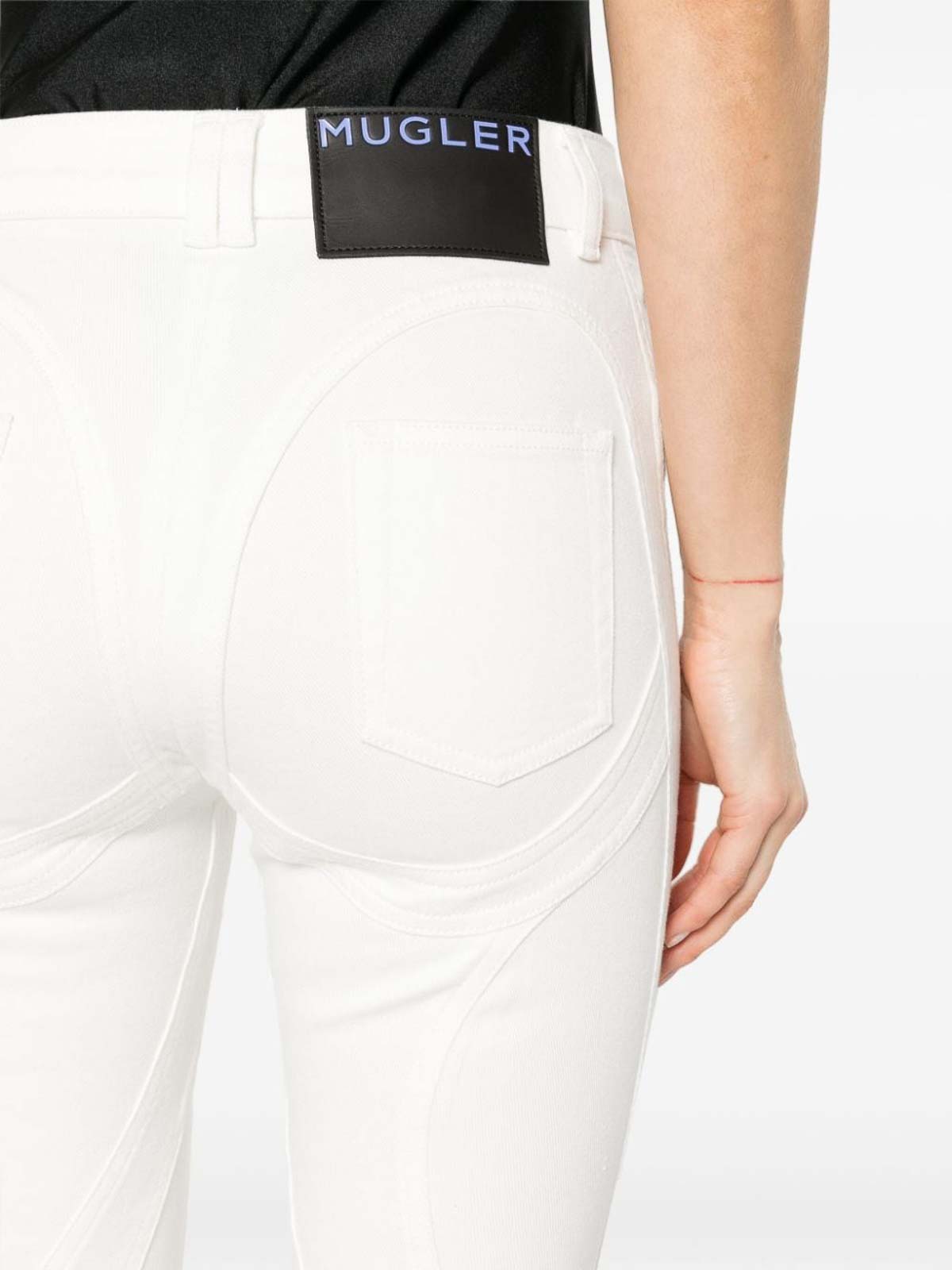 Shop Mugler Denim Skinny Jeans In White