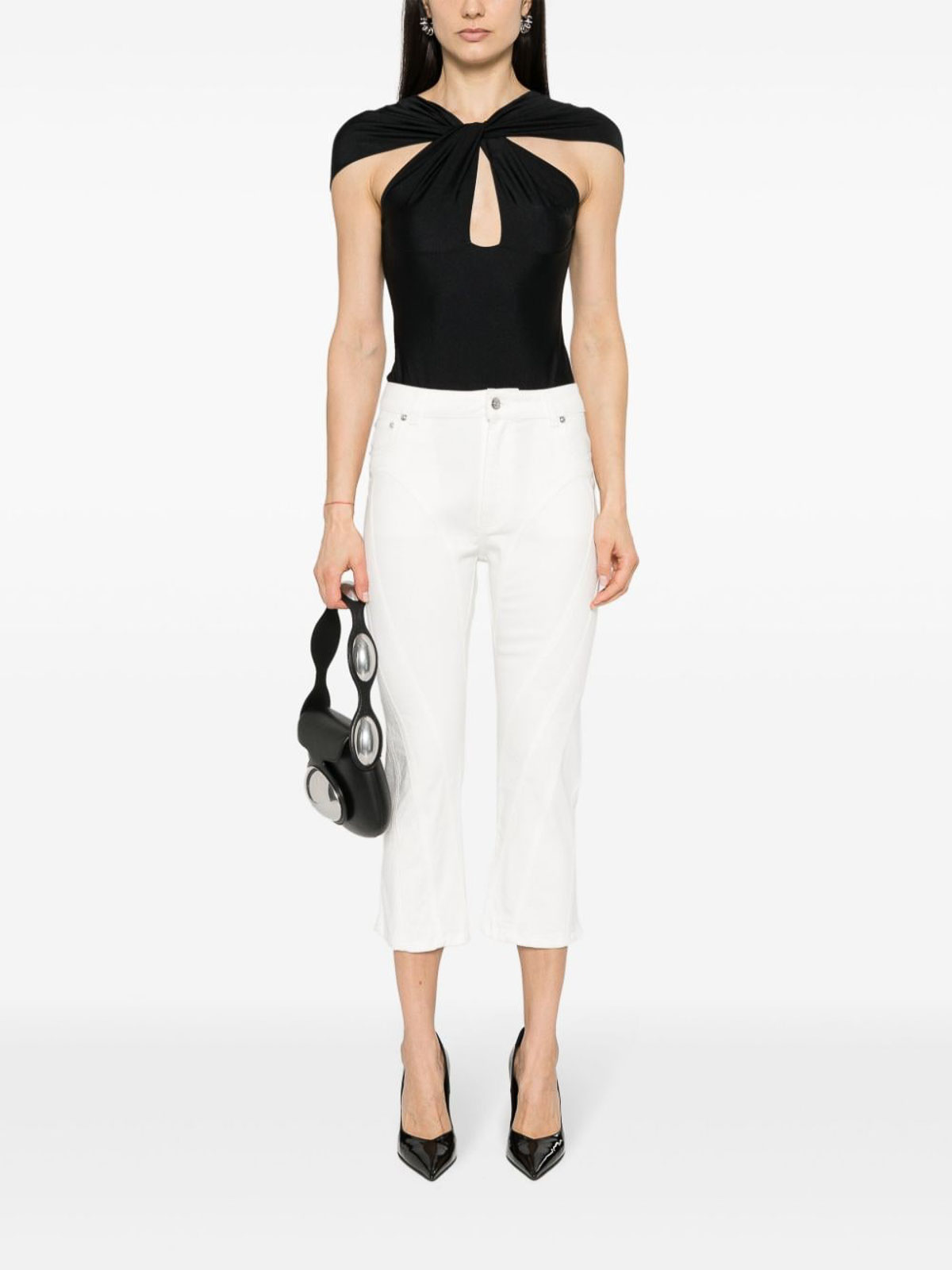 Shop Mugler Denim Skinny Jeans In White