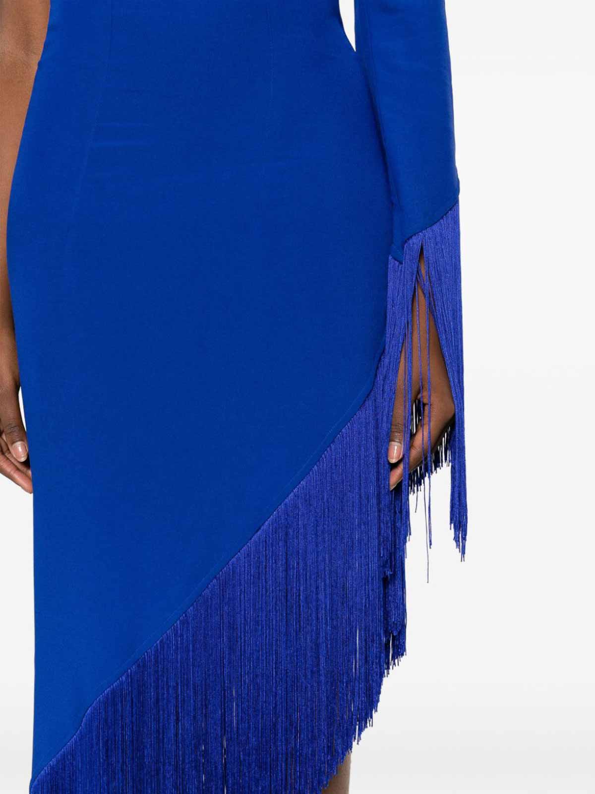 Shop Taller Marmo Aventador Fringed Long Dress In Blue