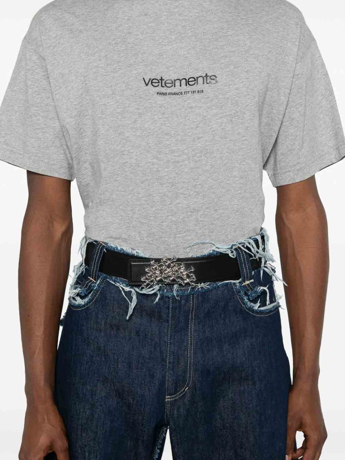 Shop Vetements Logo Cotton T-shirt In Grey