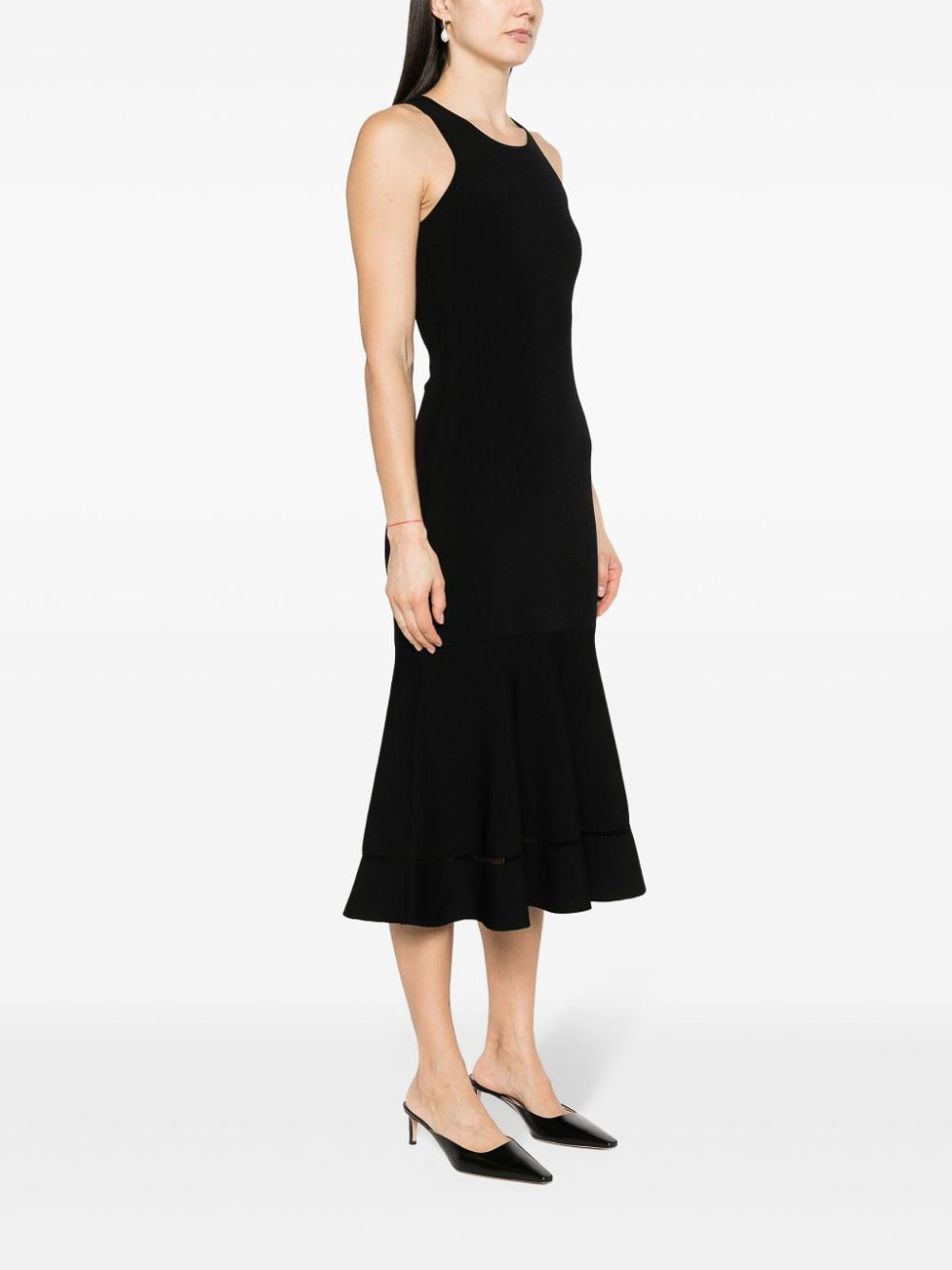 Shop Victoria Beckham Sleeveless Flared Midi Dress In Black