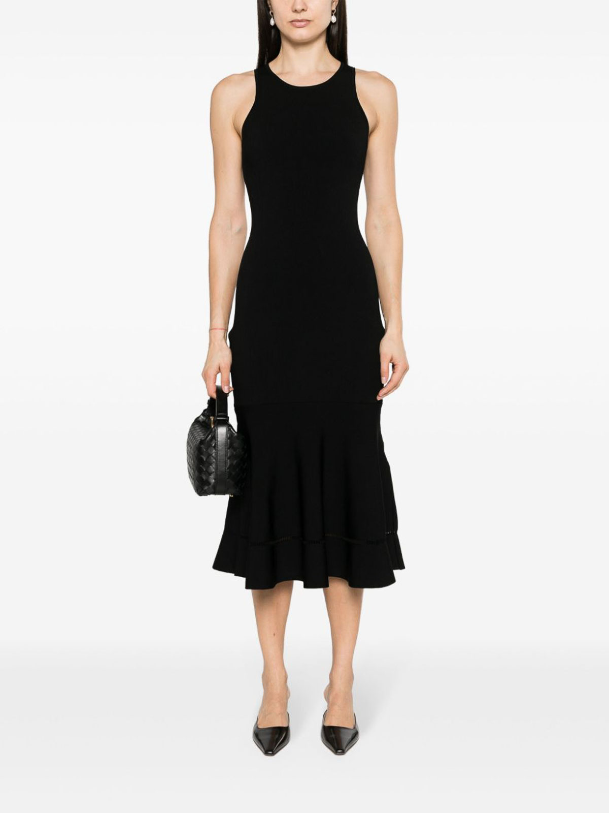 Shop Victoria Beckham Sleeveless Flared Midi Dress In Black