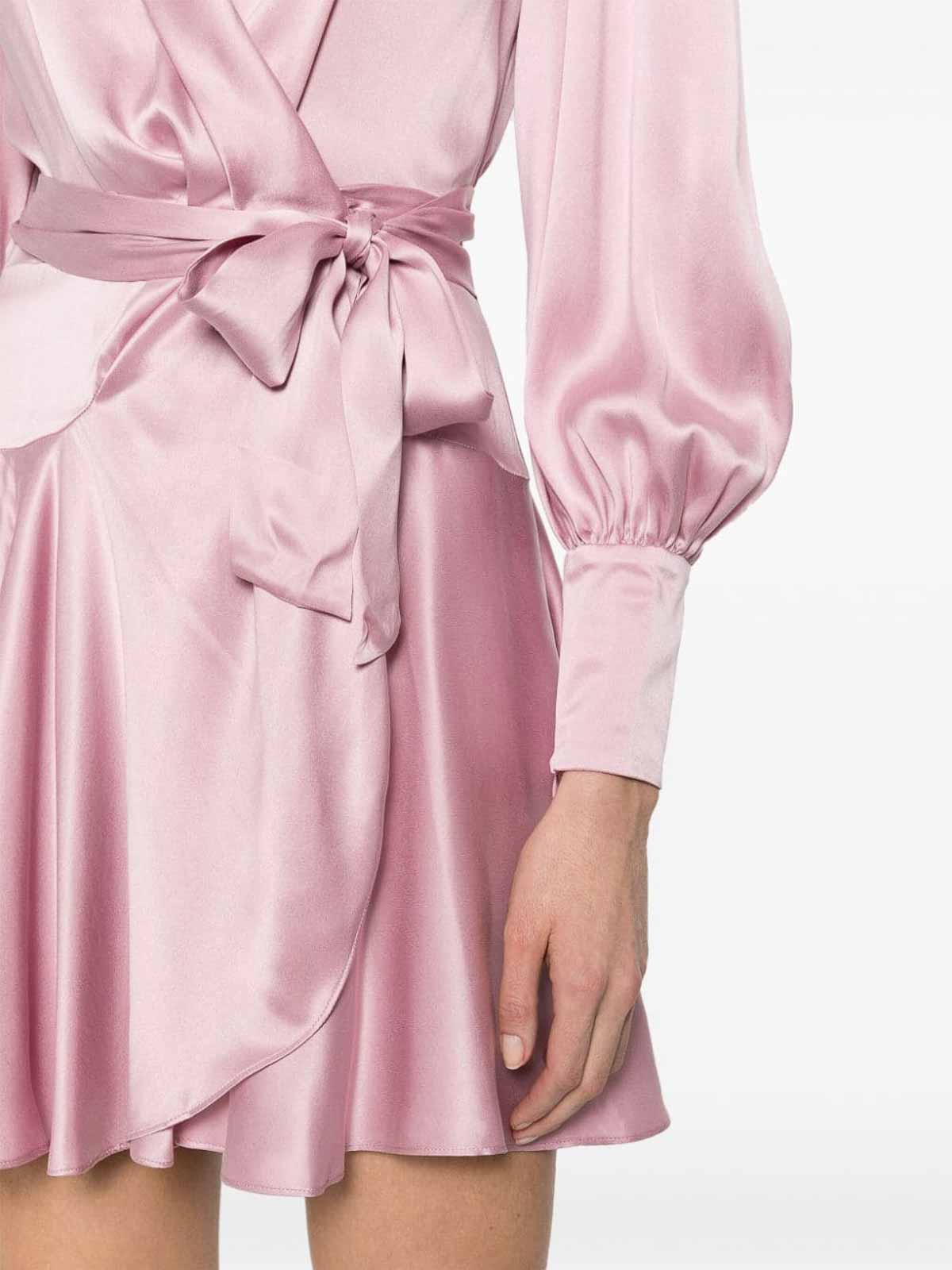 Shop Zimmermann Silk Wrap Mini Dress In Nude & Neutrals
