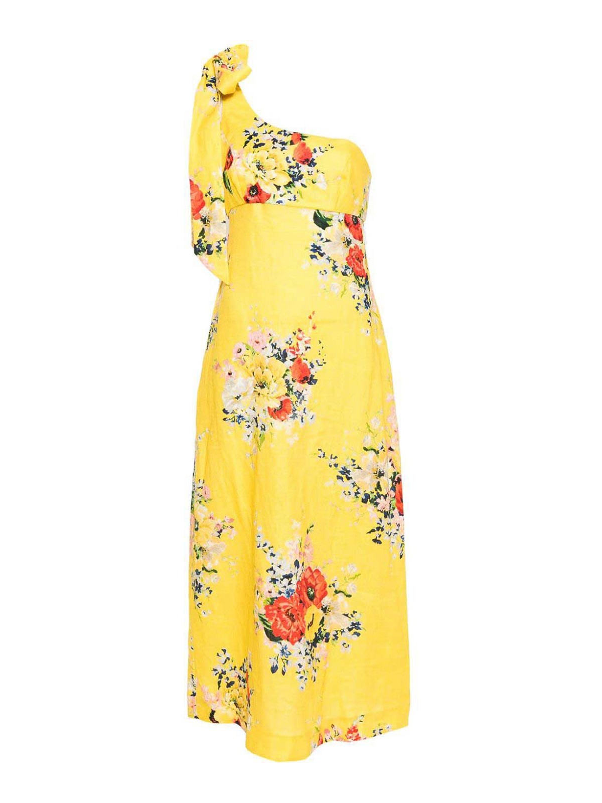Zimmermann Floral Print Midi Dress In Yellow