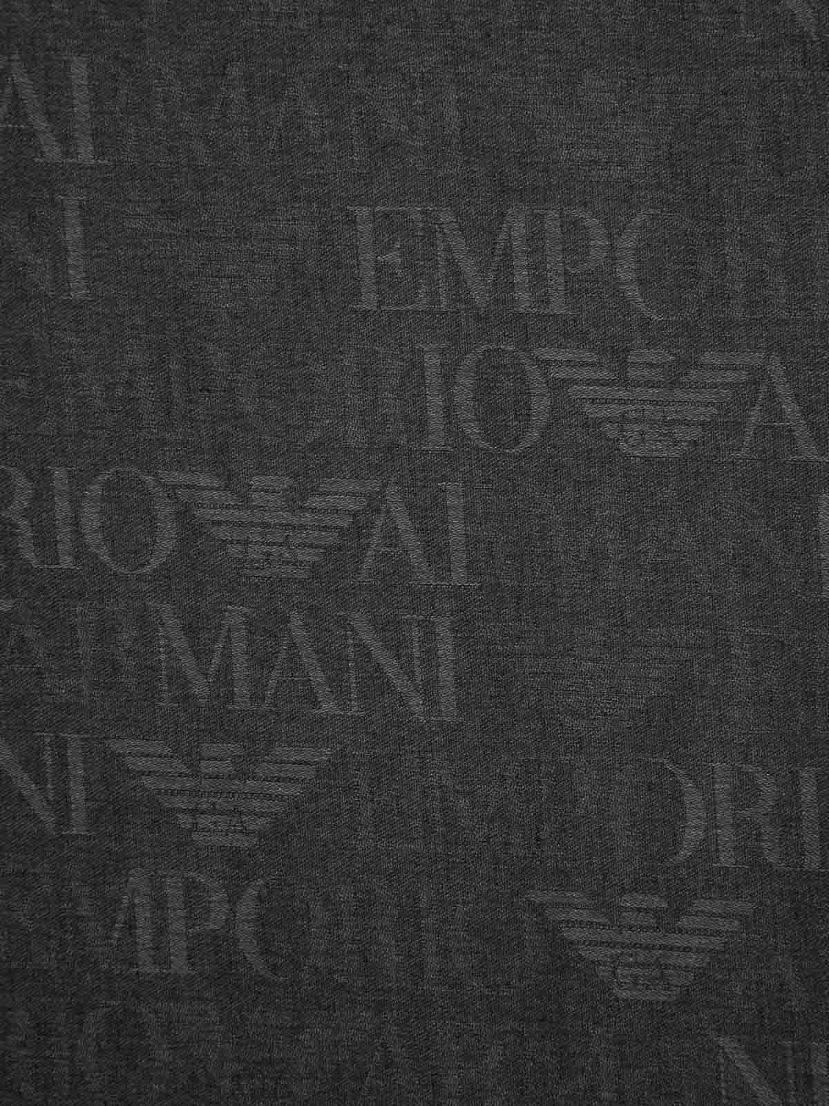 Shop Emporio Armani Allover Logo Scarf In Grey