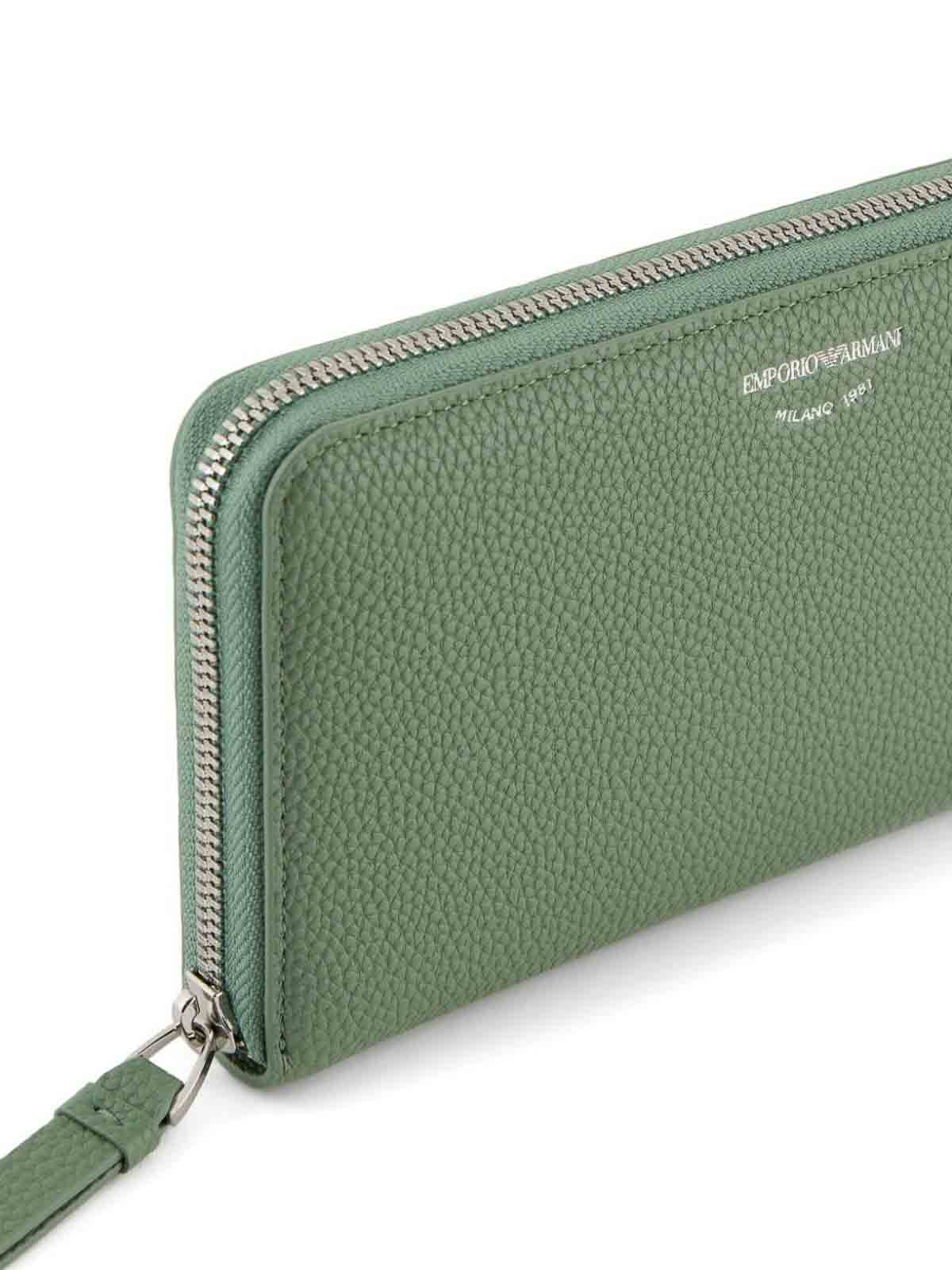 Shop Emporio Armani Zip Around Continental Wallet In Green