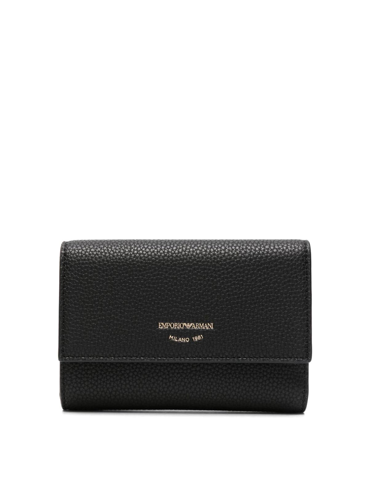 Emporio Armani Faux Leather Wallet In Black
