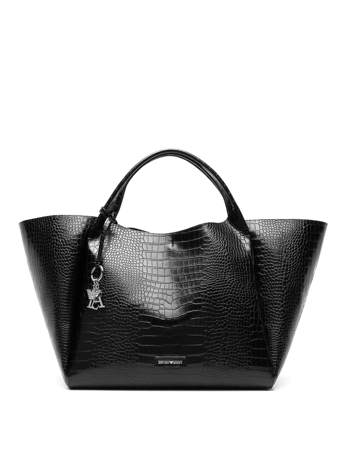 Emporio Armani Logo Shopping Bag In Black