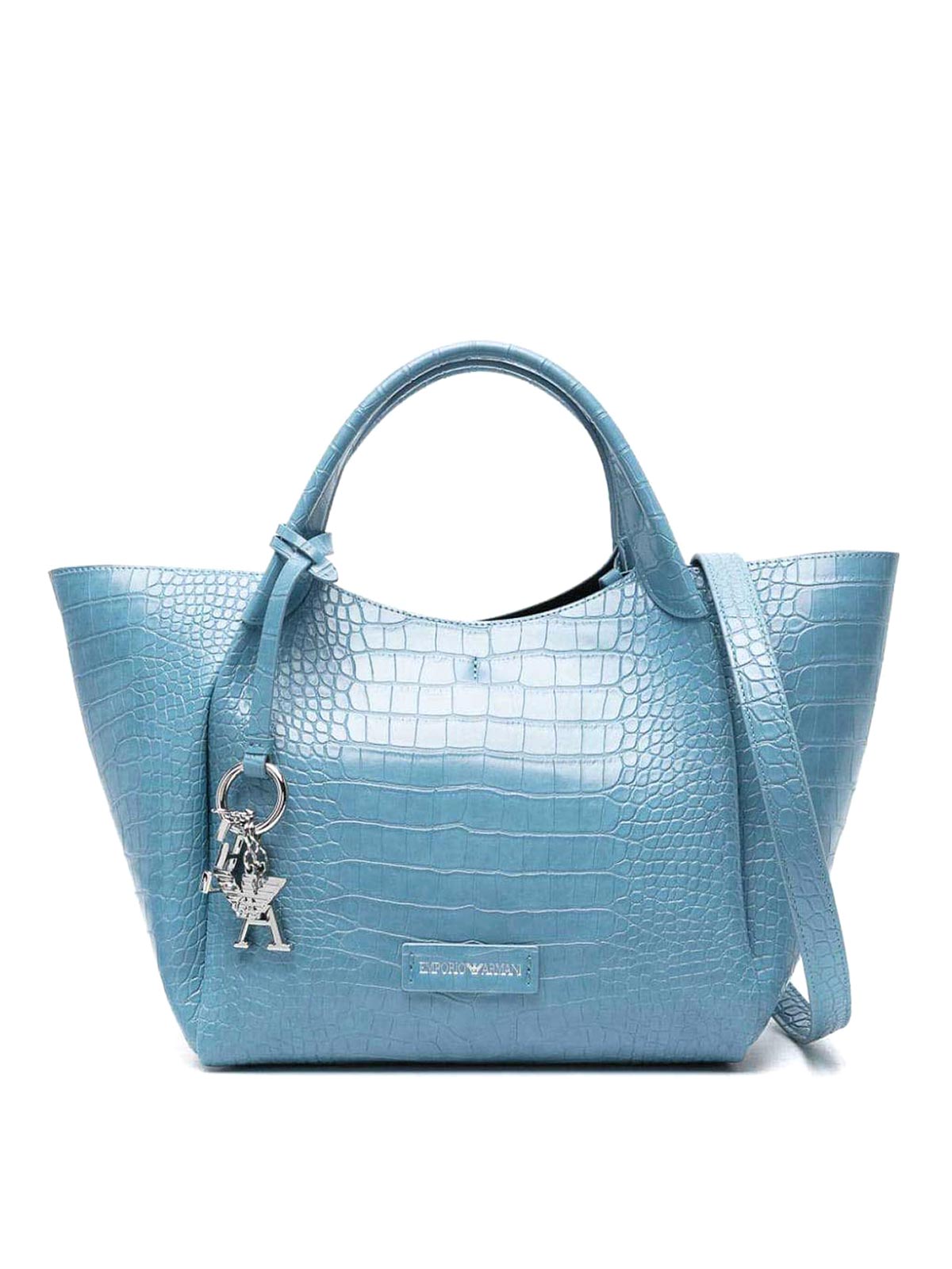 Emporio Armani Logo Shopping Bag In Blue