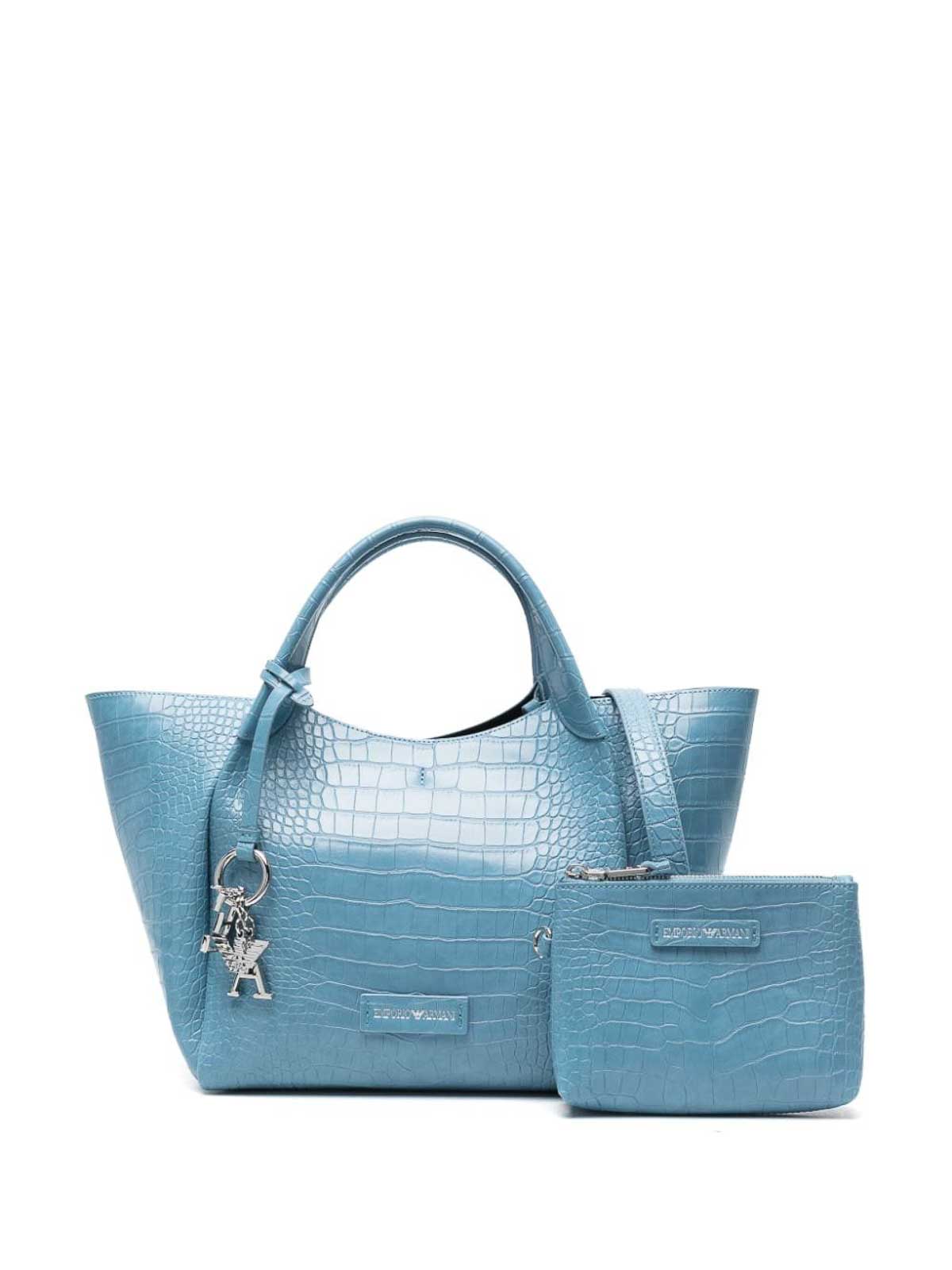 Shop Emporio Armani Logo Shopping Bag In Blue