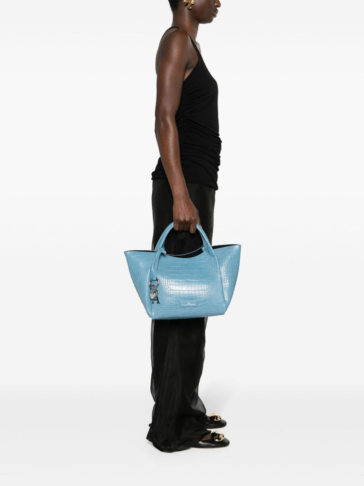Shop Emporio Armani Logo Shopping Bag In Blue