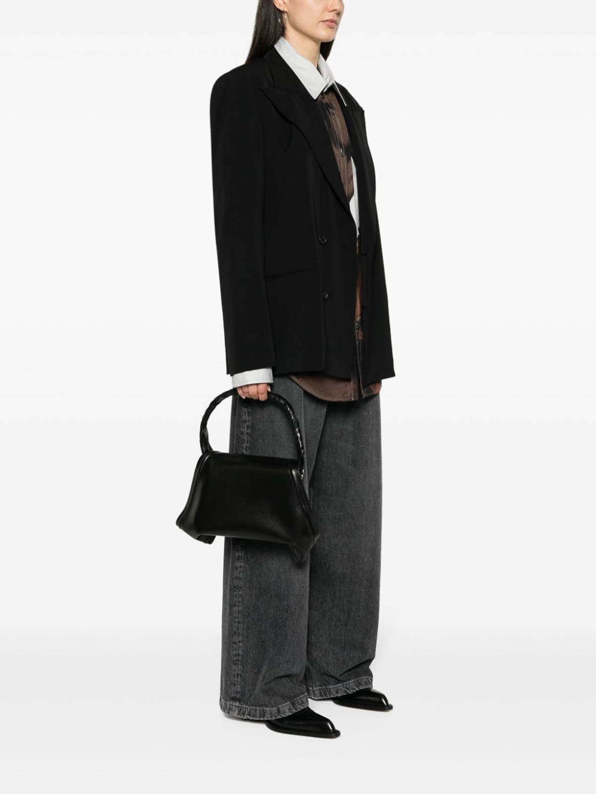 Shop Y/project Wire Leather Handbag In Black