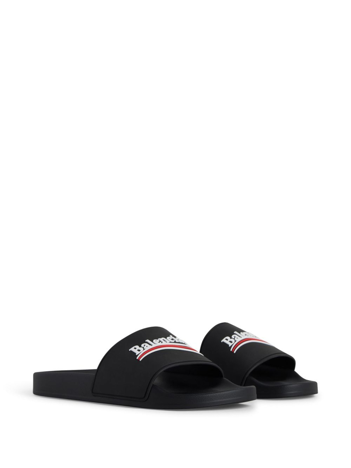 Shop Balenciaga Logo Sliders In Black