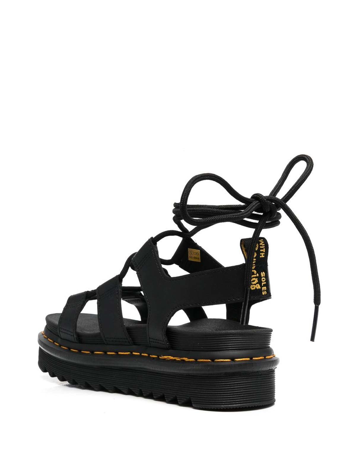 Shop Dr. Martens' Nartilla Leather Gladiator Sandals In Black