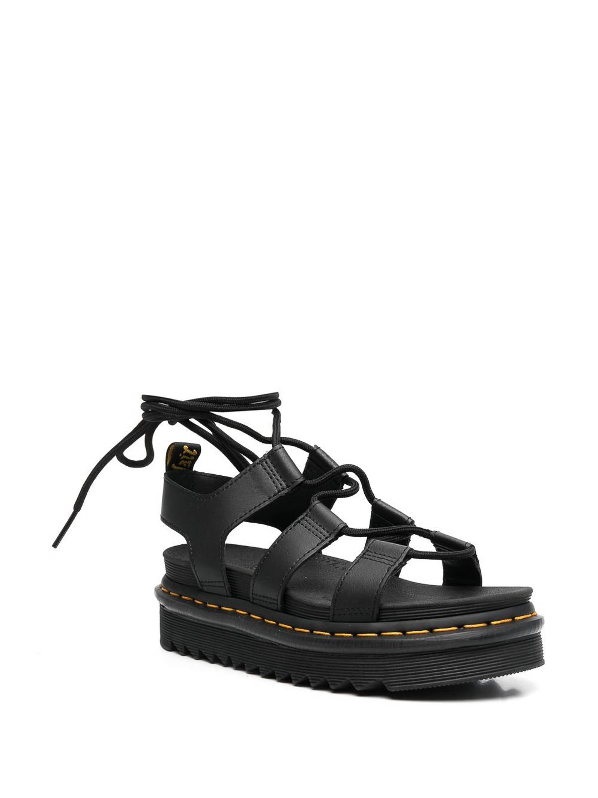 Shop Dr. Martens' Nartilla Leather Gladiator Sandals In Black