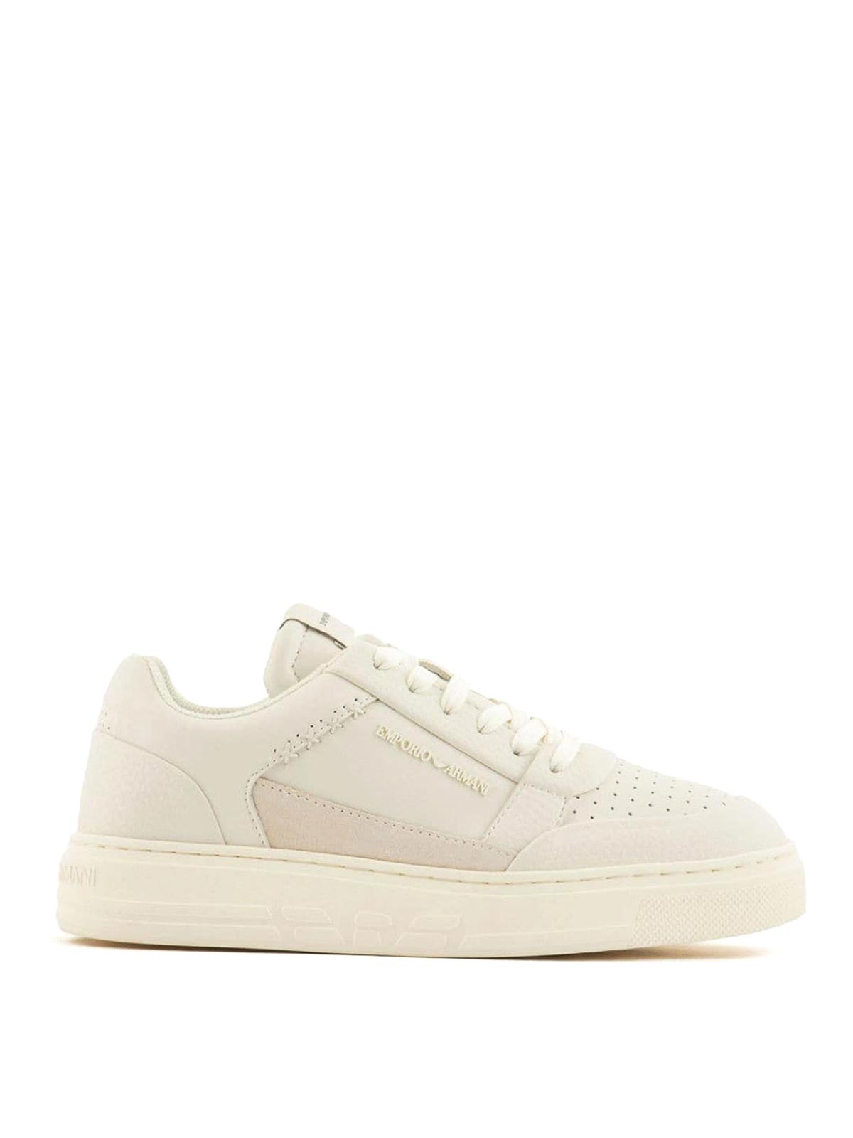 Shop E'clat Logo Leather Sneakers In White