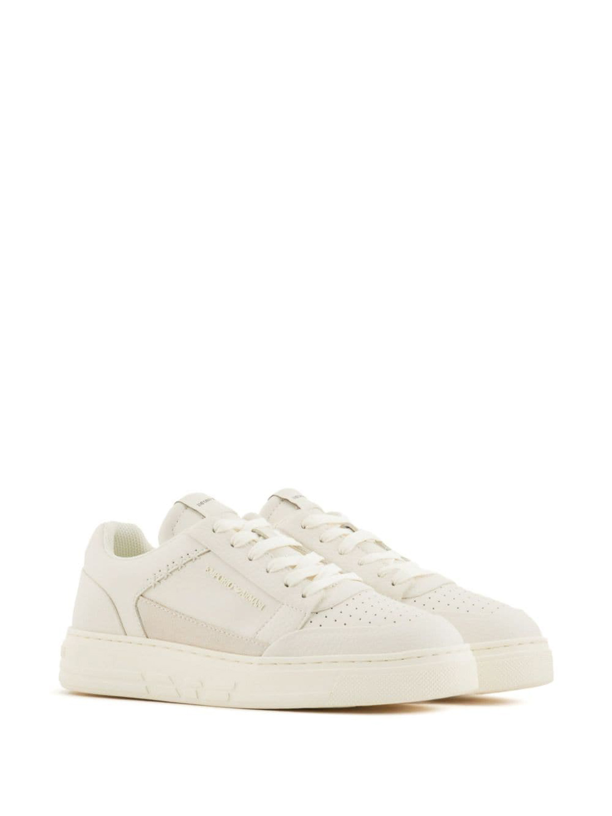 Shop E'clat Logo Leather Sneakers In White