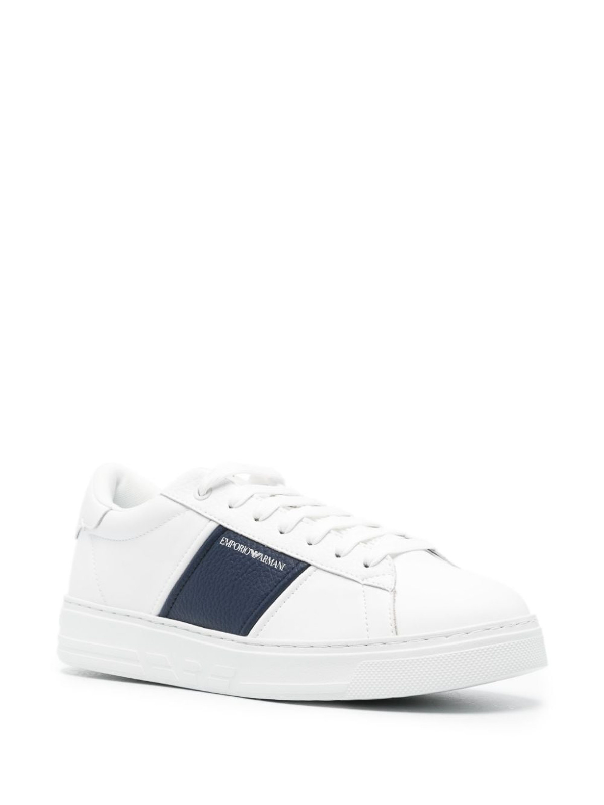 Shop Emporio Armani Leather Sneakers In White