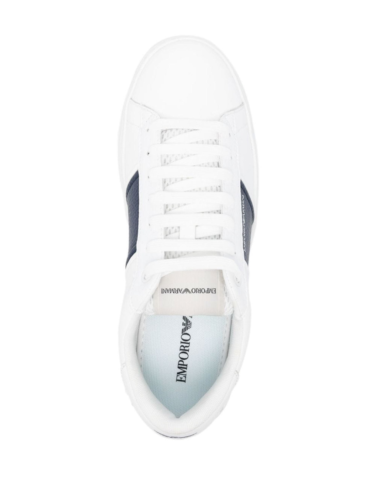 Shop Emporio Armani Leather Sneakers In White