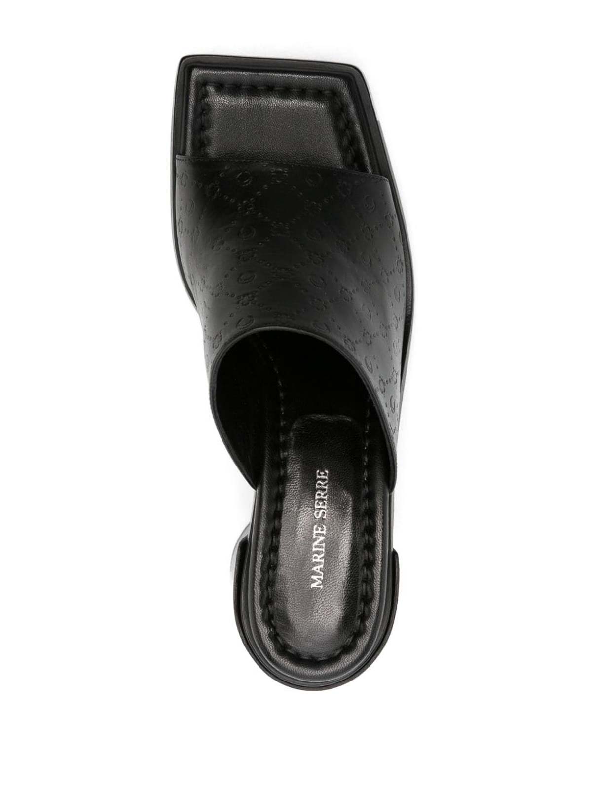 Shop Marine Serre Leather Heel Mules In Black