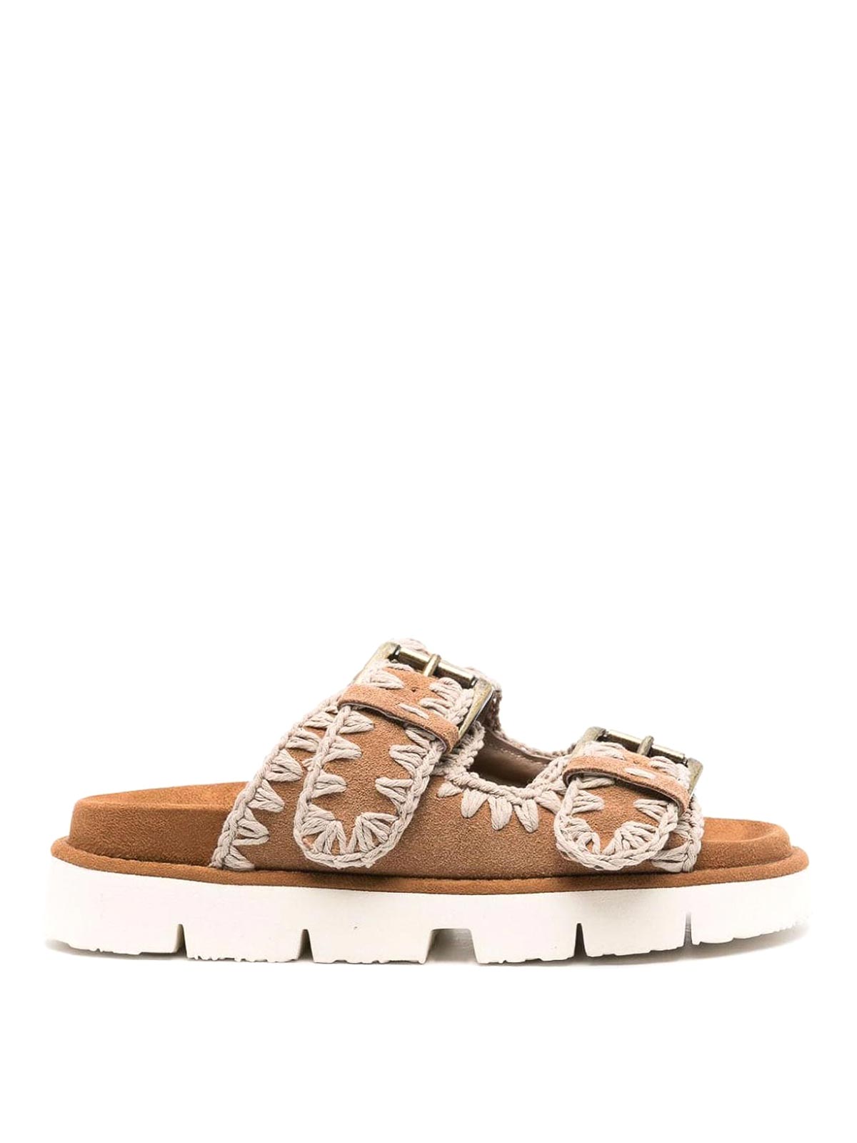 Shop Mou Leather Sandals In Brown