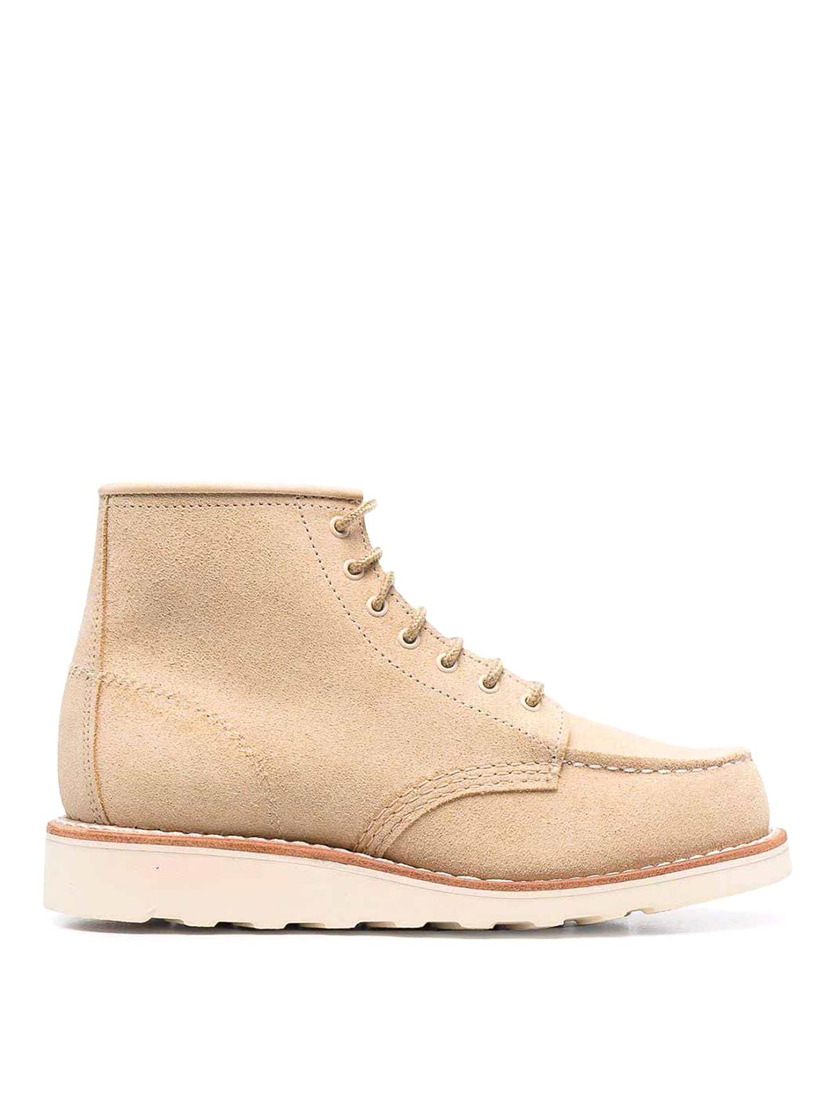 Red Wing Shoes Classic Moc Leather Ankle Boots In Beige