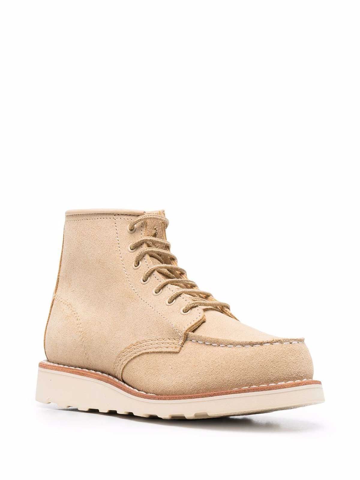 Shop Red Wing Shoes Classic Moc Leather Ankle Boots In Beige