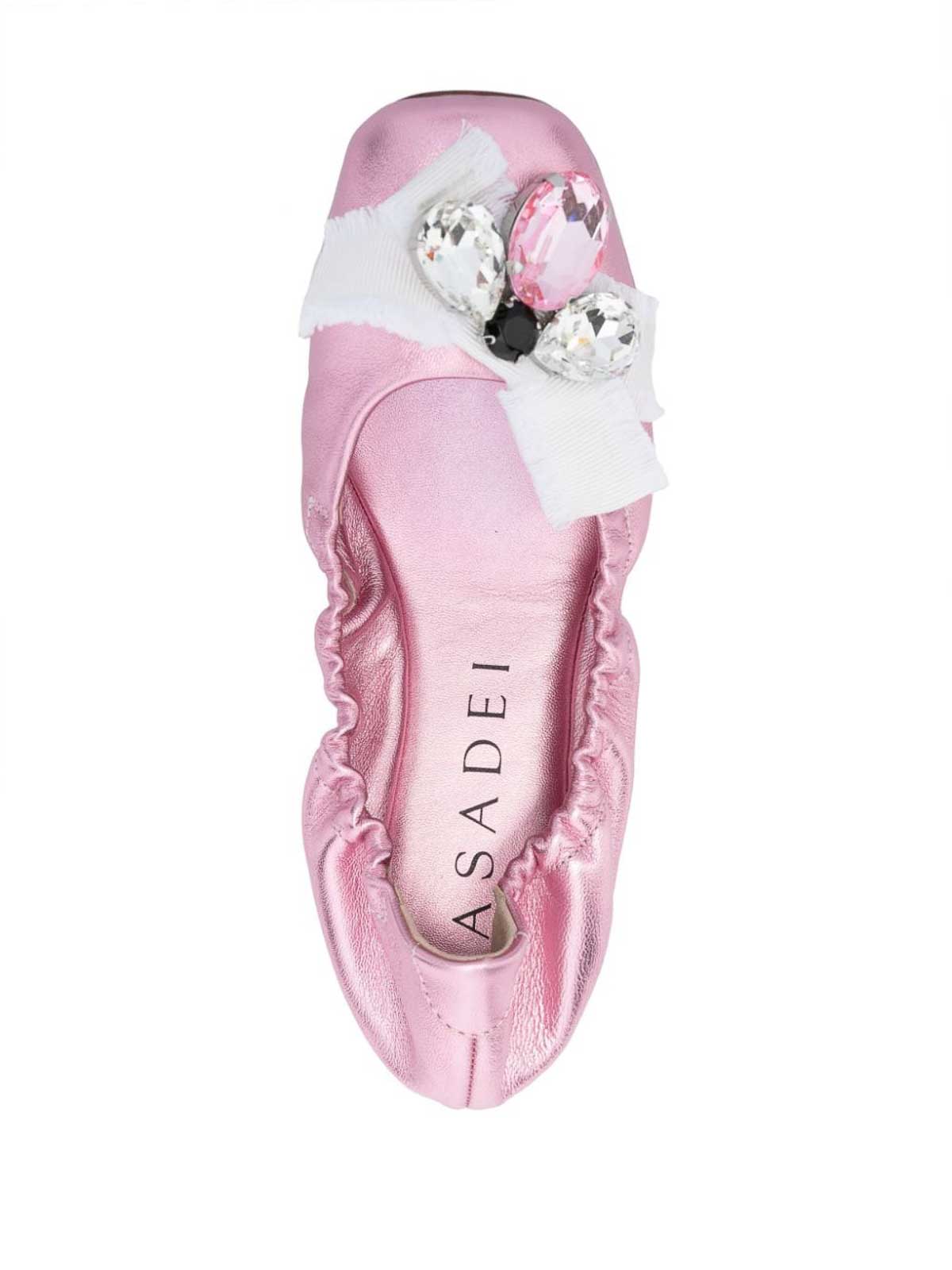 Shop Casadei Queen Bee Ballets In Light Pink