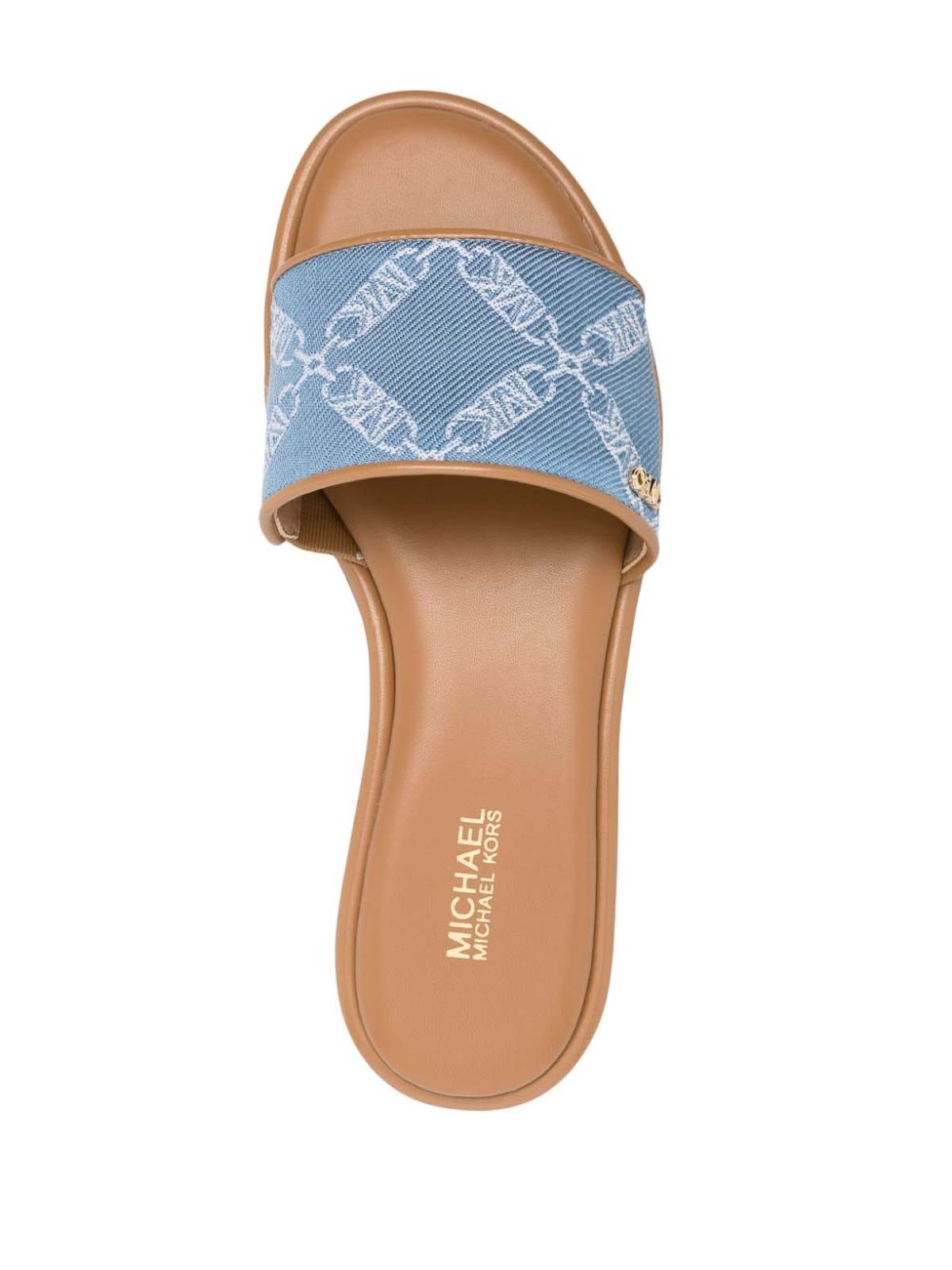 Shop Michael Kors Saylor Flat Sandals In Blue