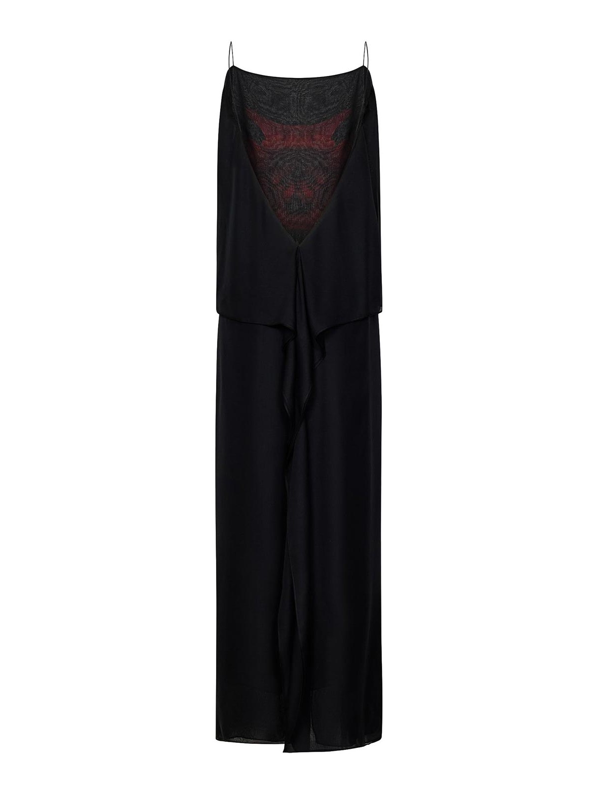 Shop Alexander Mcqueen Double-layer Black Silk Chiffon Slip Dress