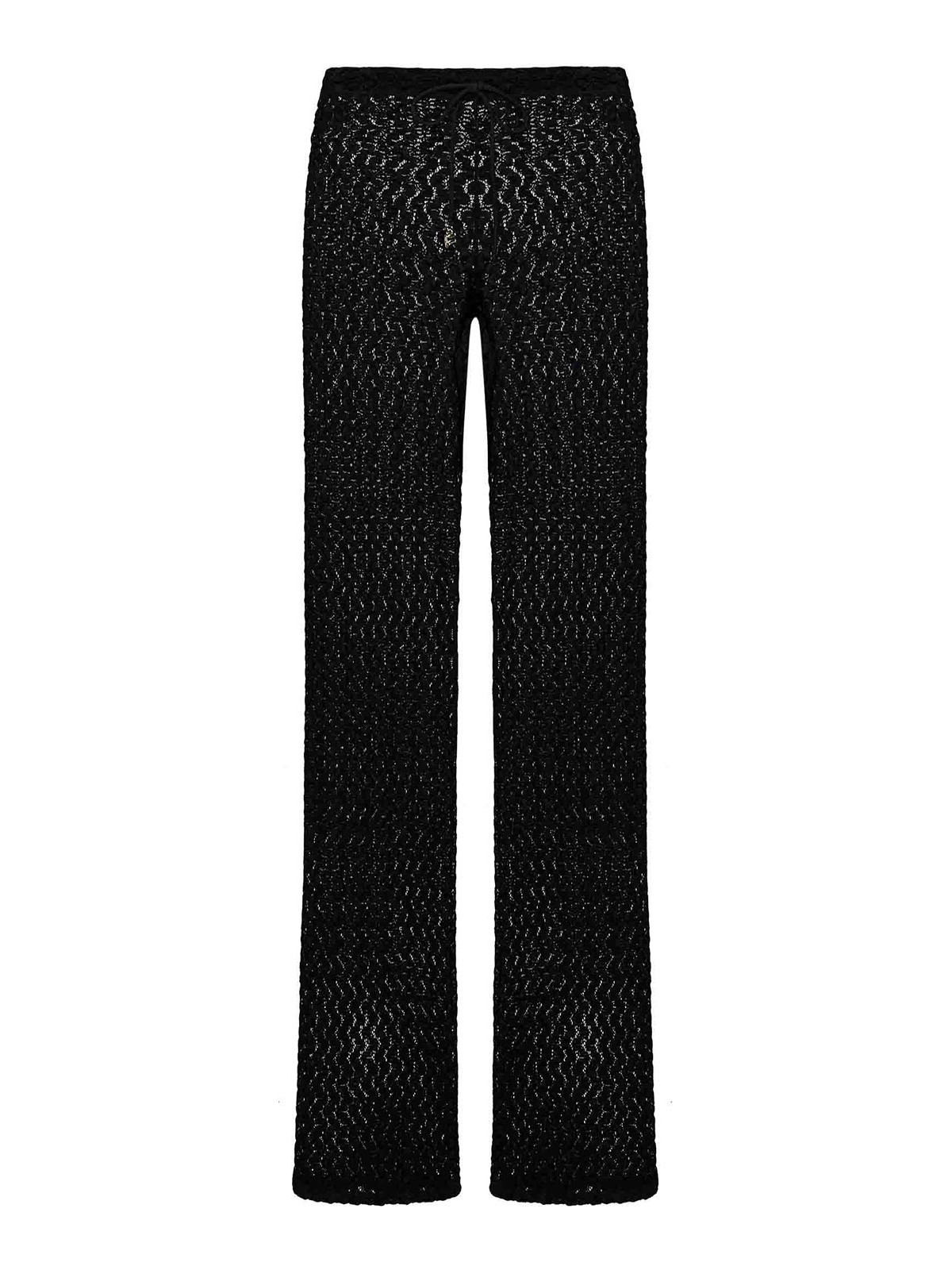 Shop Fisico Black Trousers In Semi-transparent Lace