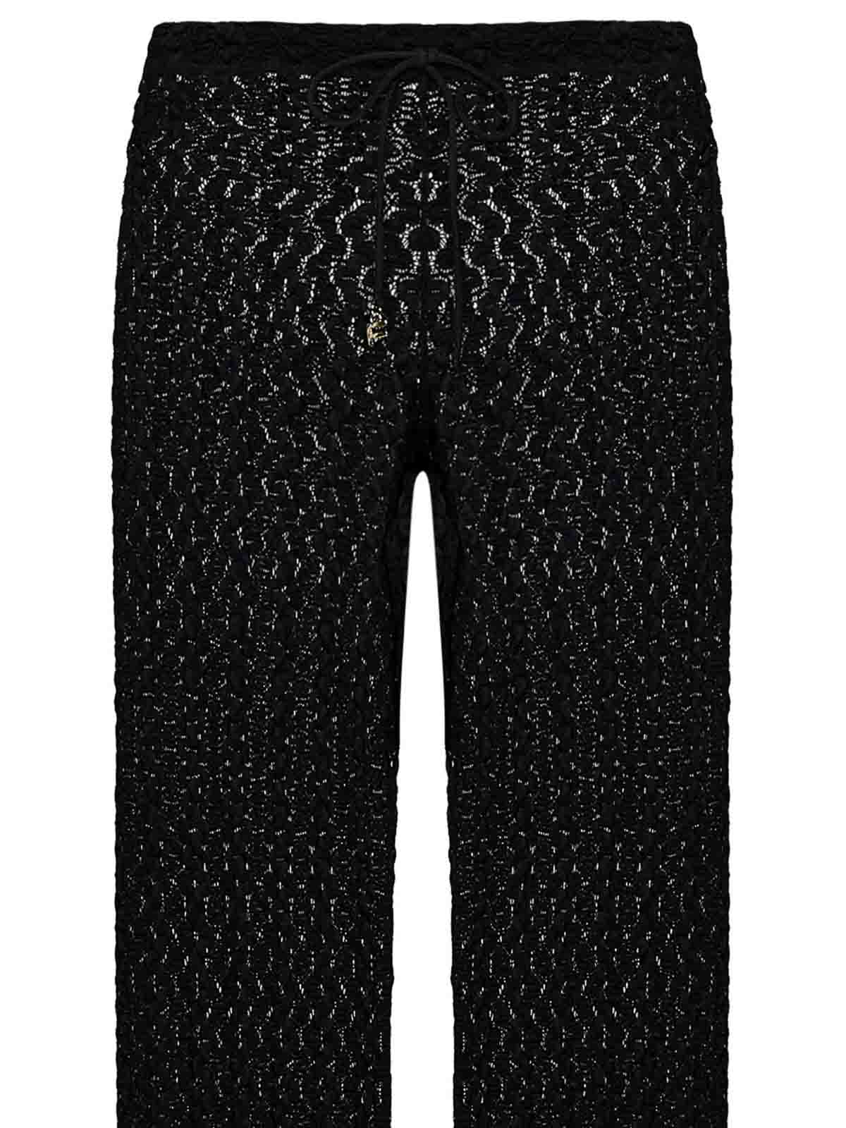 Shop Fisico Black Trousers In Semi-transparent Lace