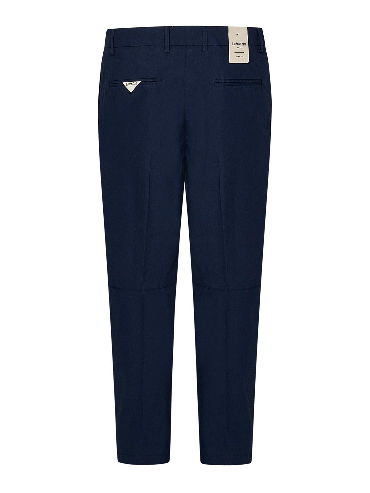 Shop Golden Craft Navy Blue Chino Trousers In Stretch Cotton