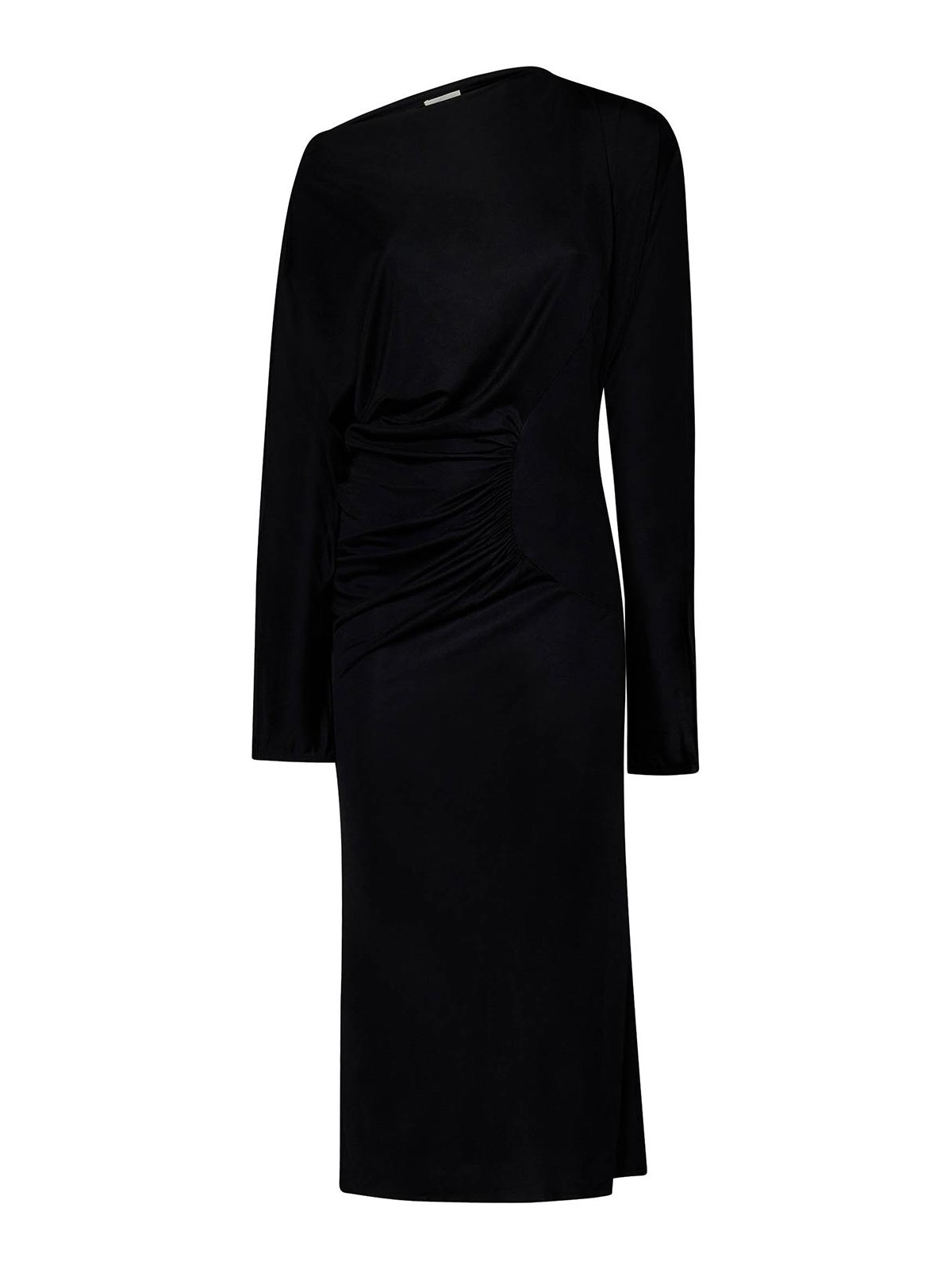 Shop Khaite Long Black Viscose Jersey Dress