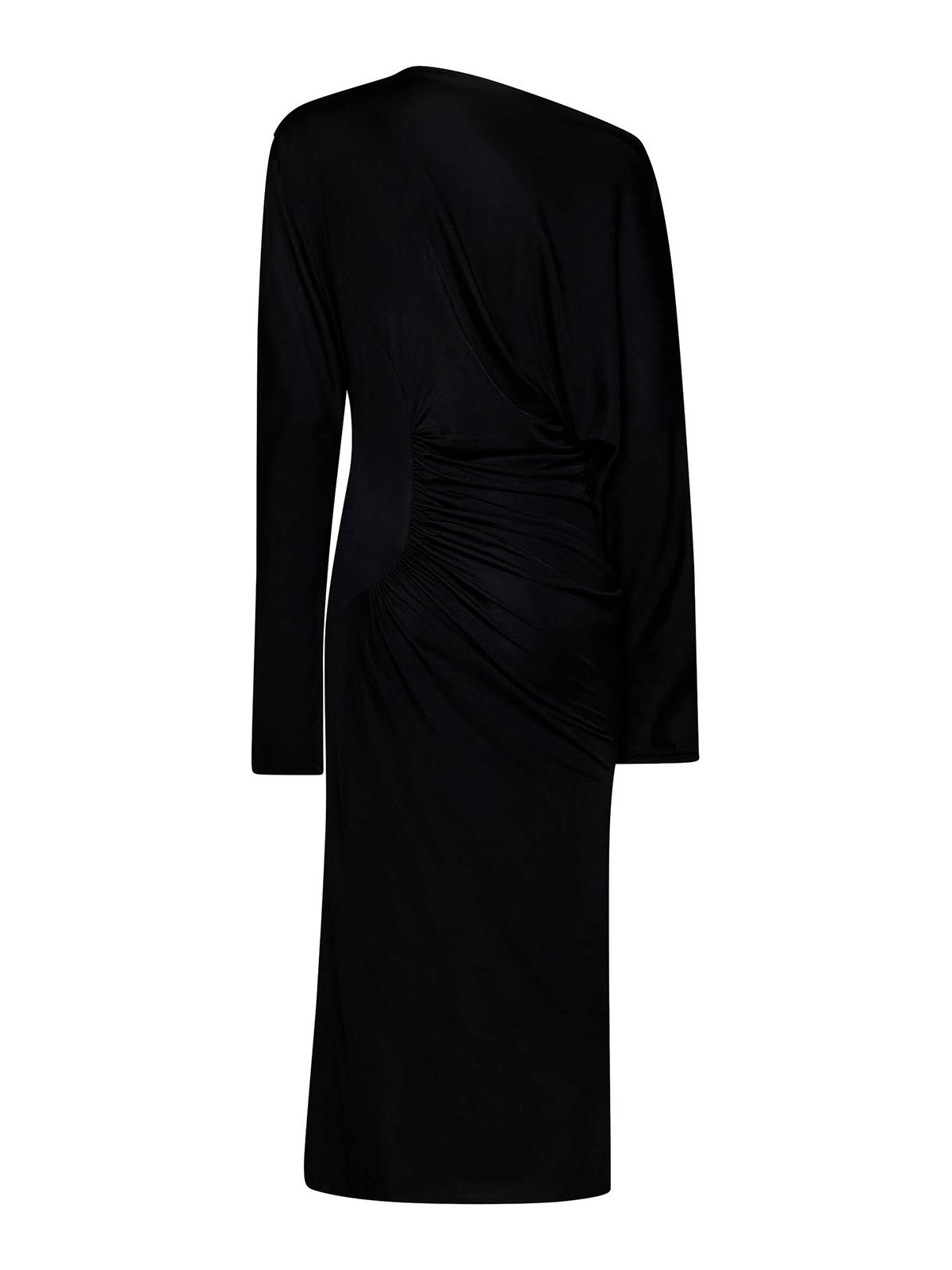 Shop Khaite Long Black Viscose Jersey Dress