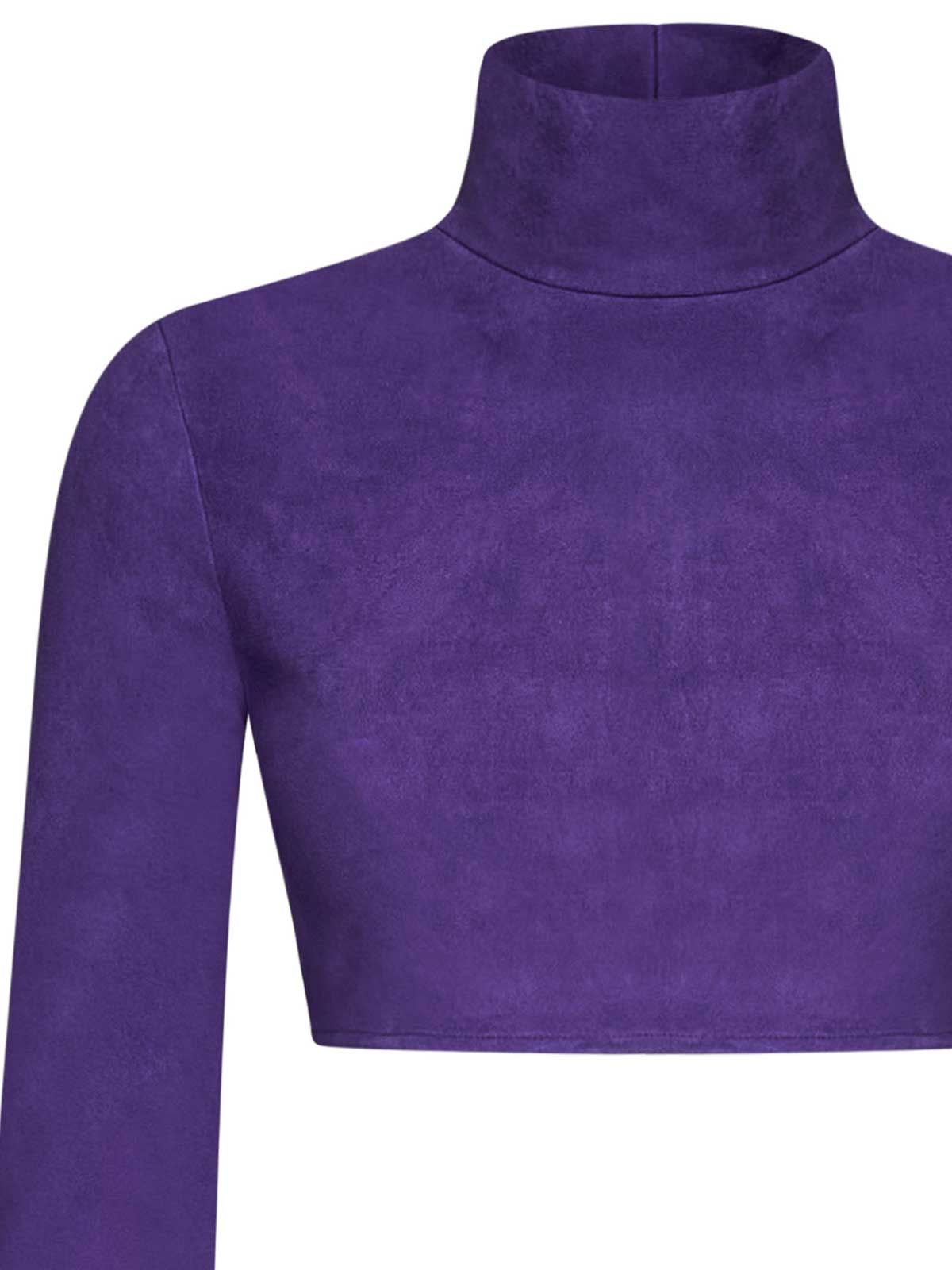 Shop Laquan Smith Purple Suede Crop Top