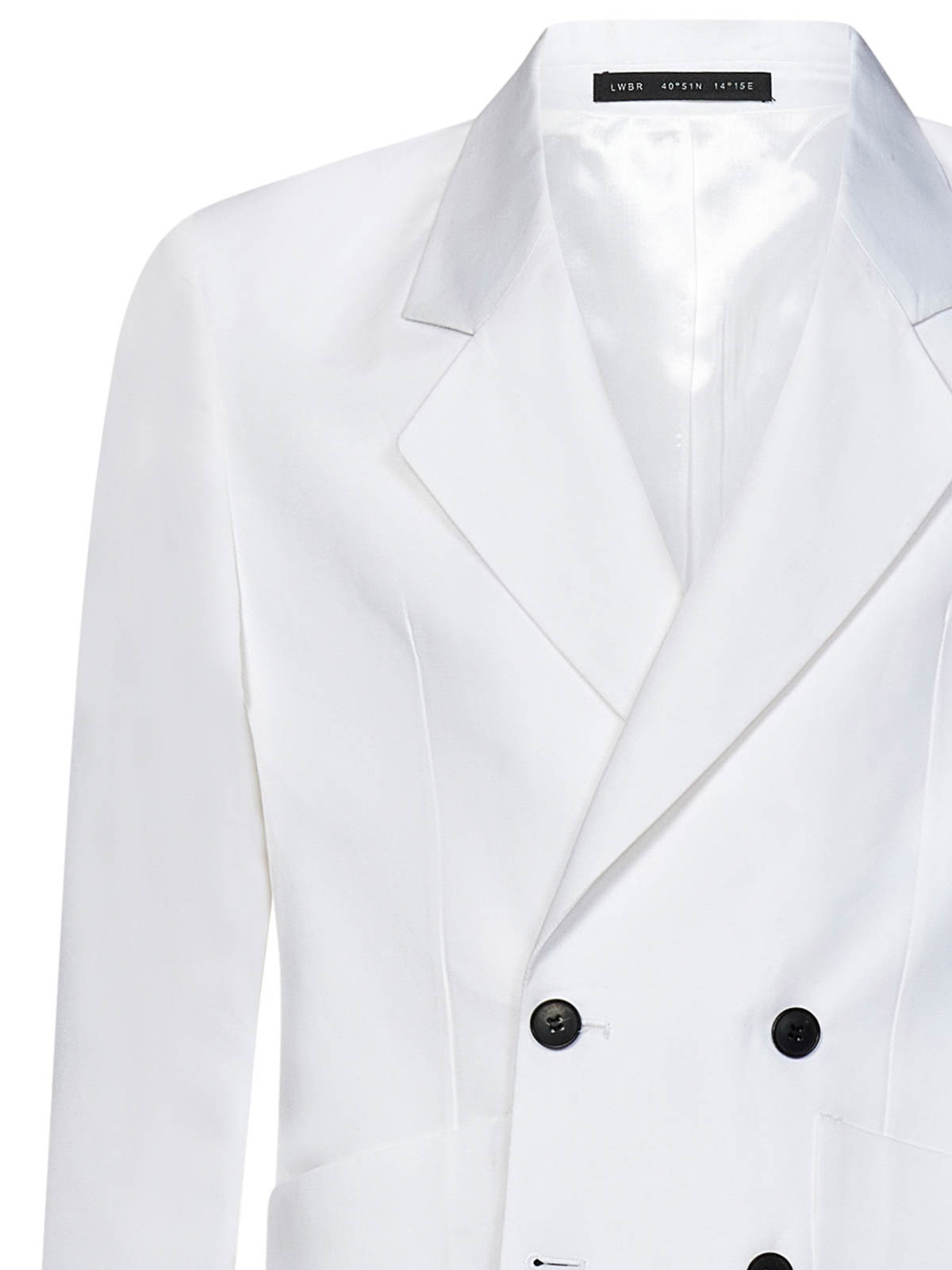 Shop Low Brand Cotton Linen Double-breasted Blazer In White