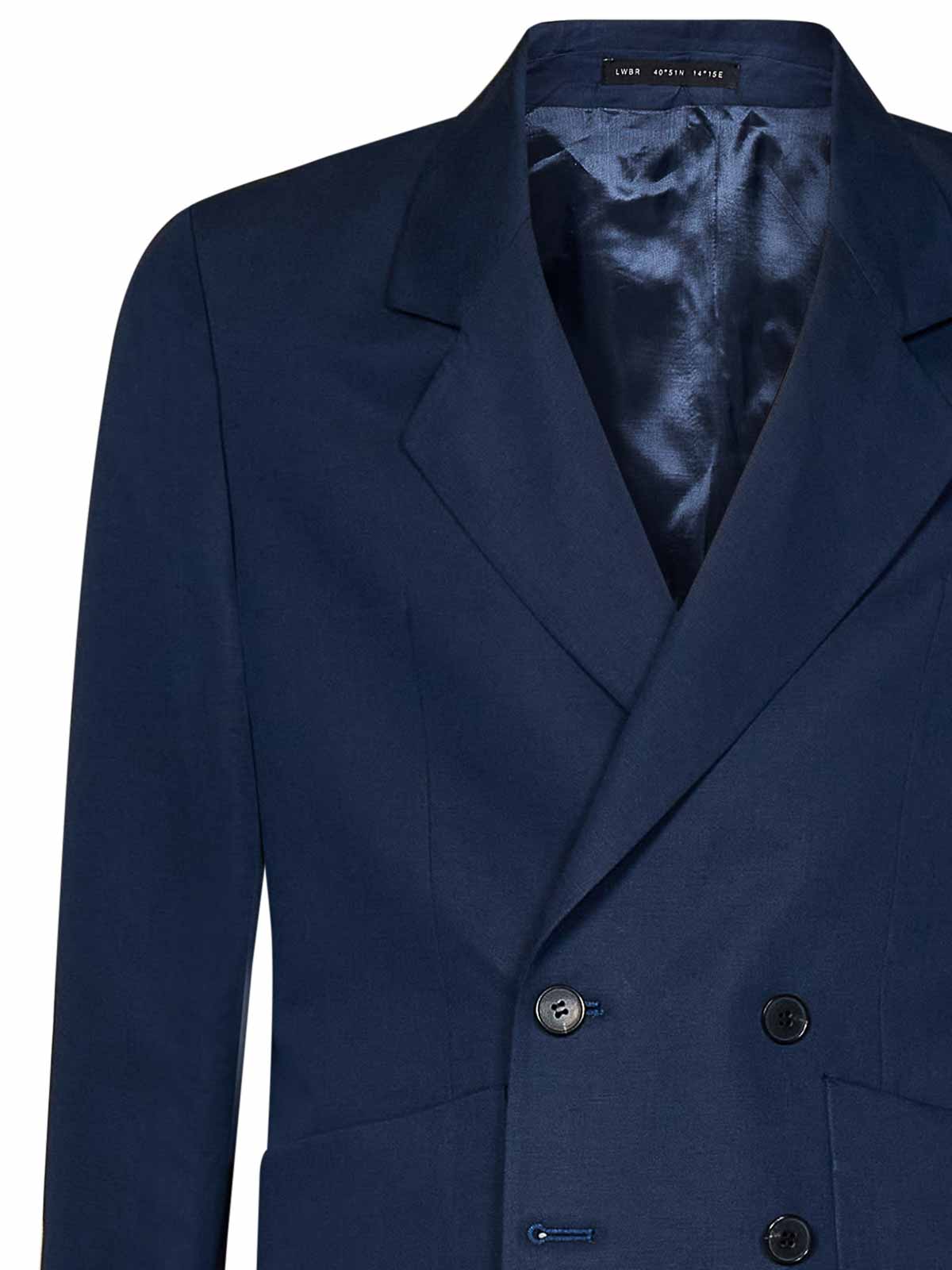 Shop Low Brand Double-breasted Loose-fit Blazer In Blue