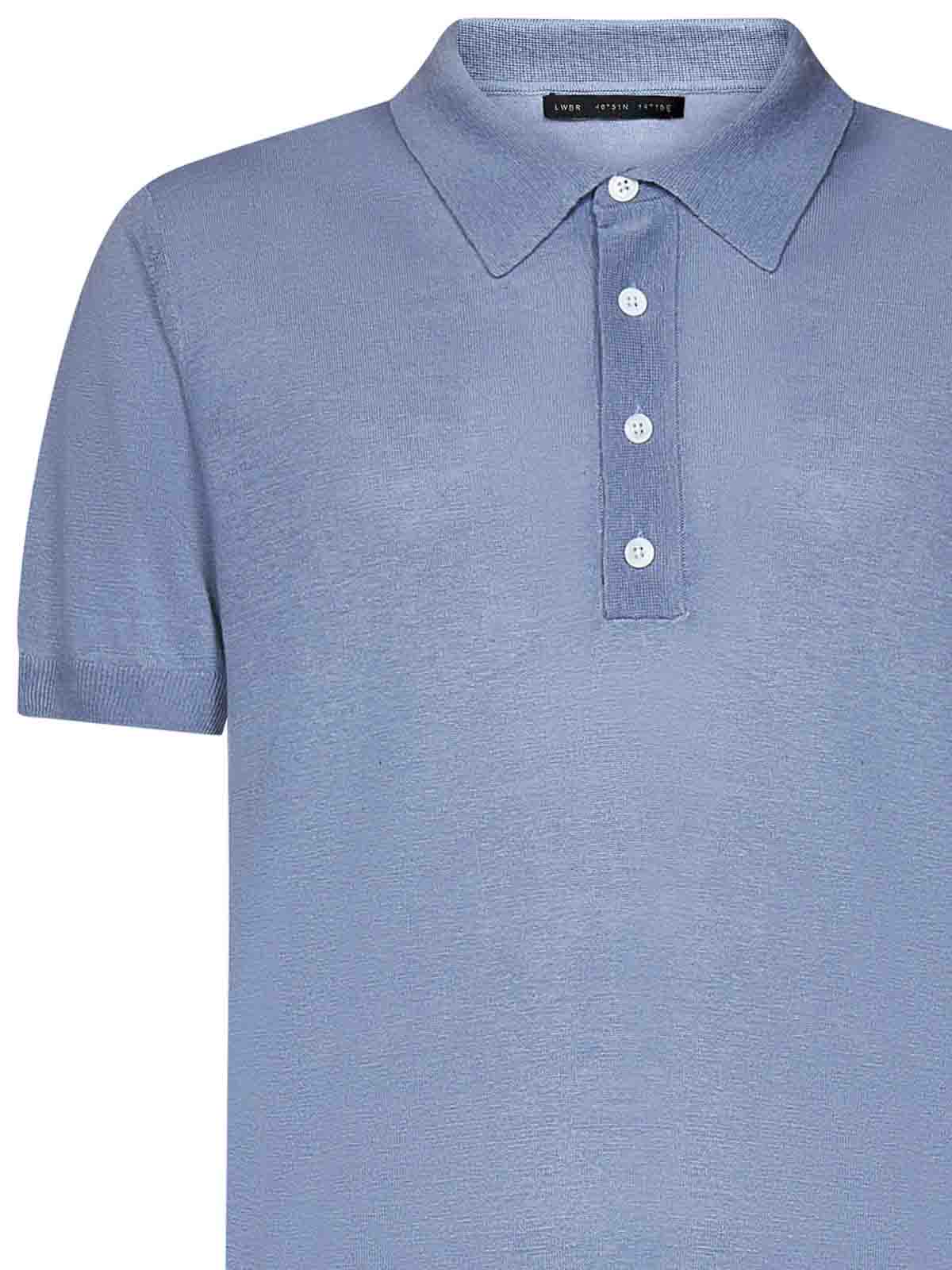 Shop Low Brand Silk And Linen Knit Polo Jumper In Blue