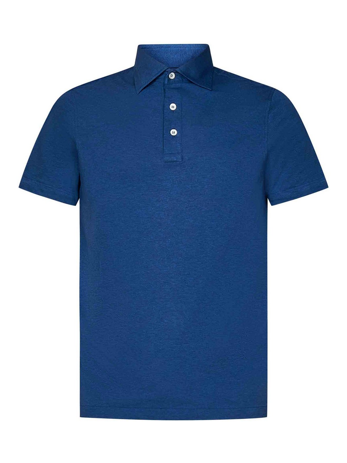 Shop Luigi Borrelli Blue Cotton Jersey Polo Shirt