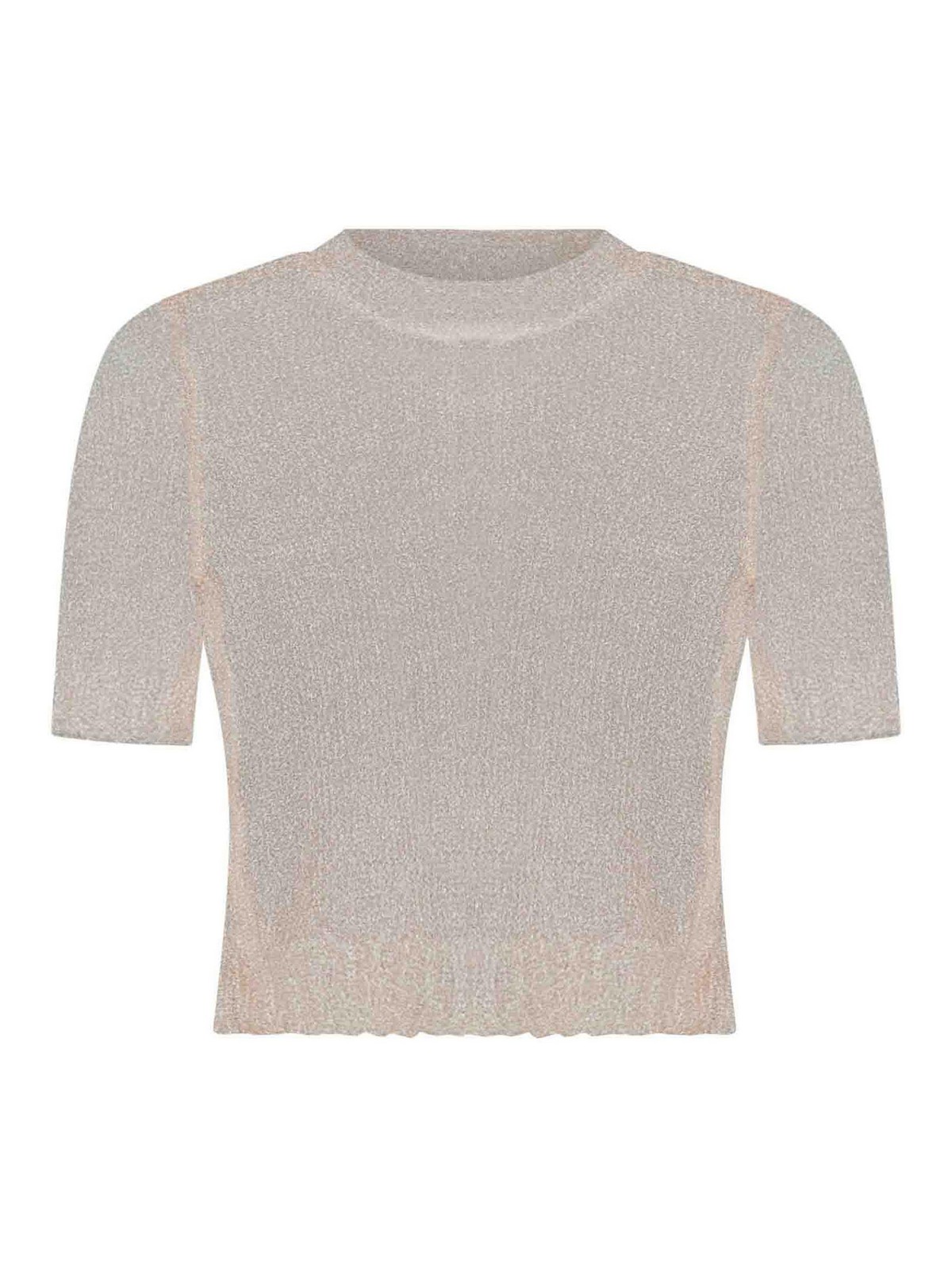 Shop Maison Margiela Sheer Knit Short-sleeved Top In Nude & Neutrals