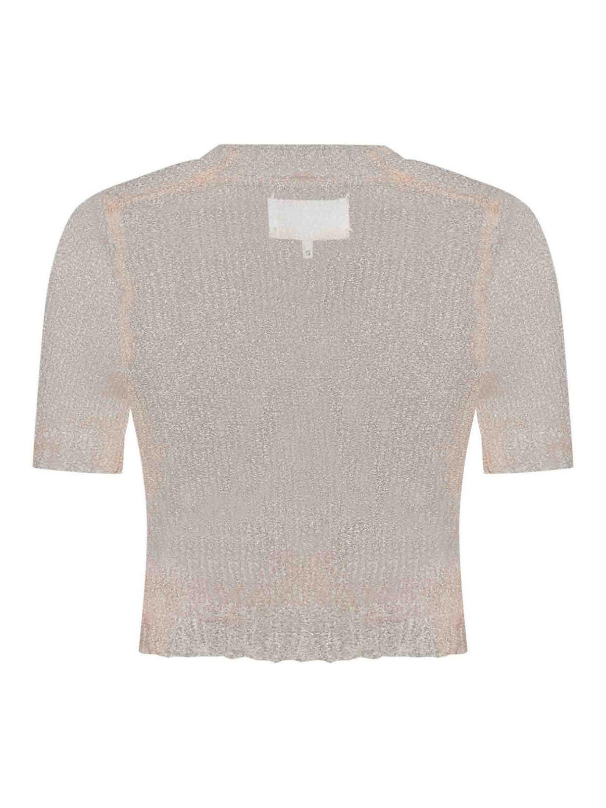Shop Maison Margiela Sheer Knit Short-sleeved Top In Nude & Neutrals