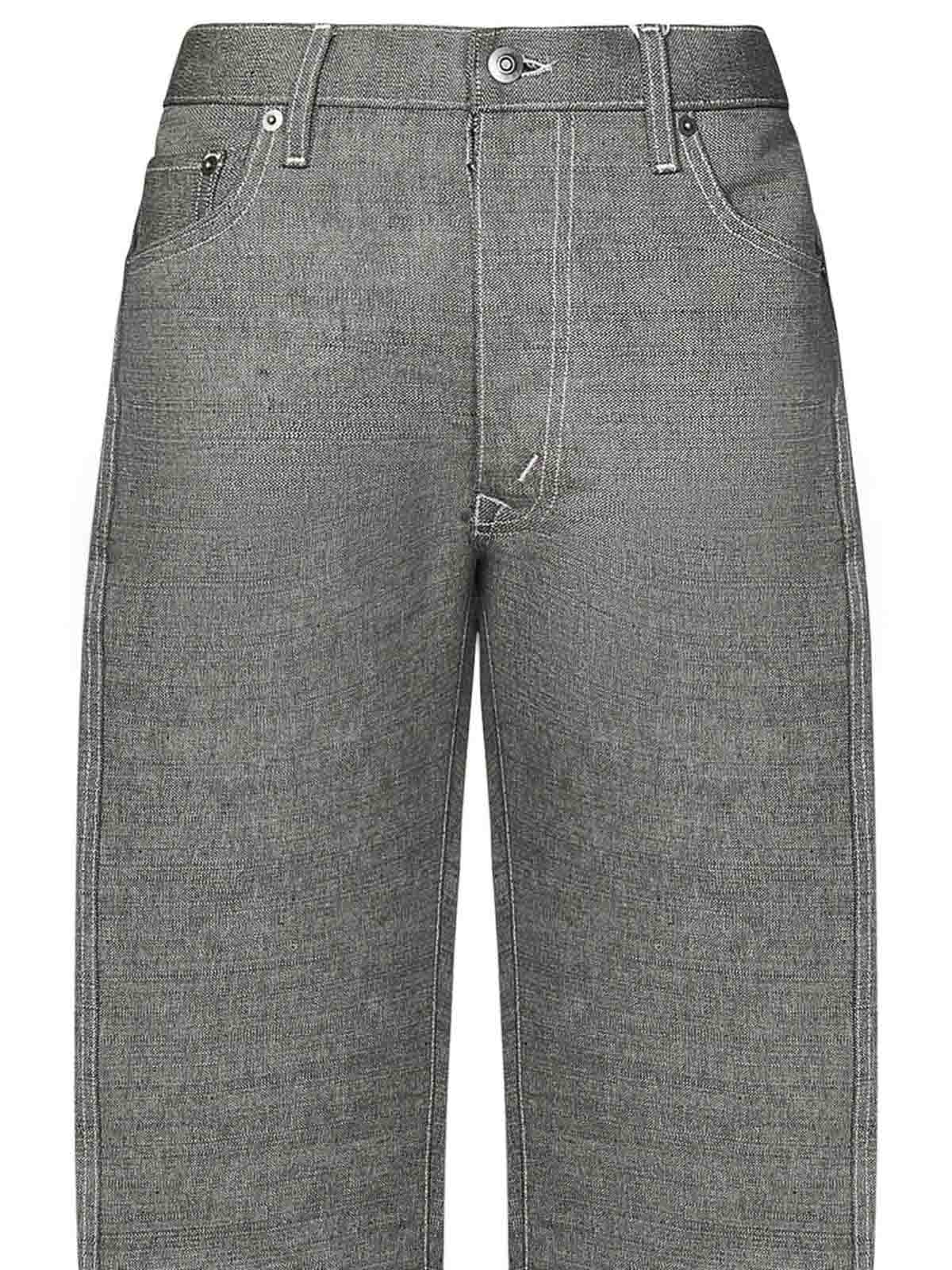 Shop Maison Margiela Wide Leg Trousers In Gray Cotton In Grey