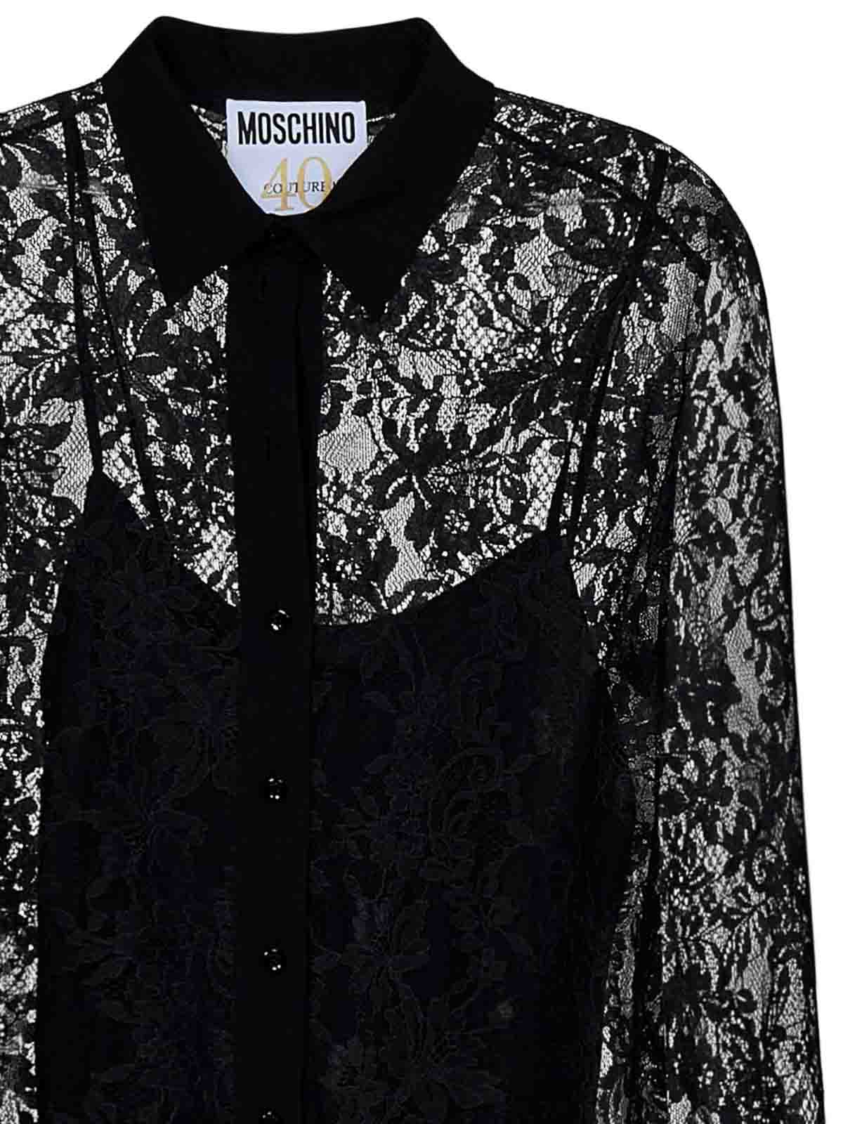 Shop Moschino Lace Shirt In Black