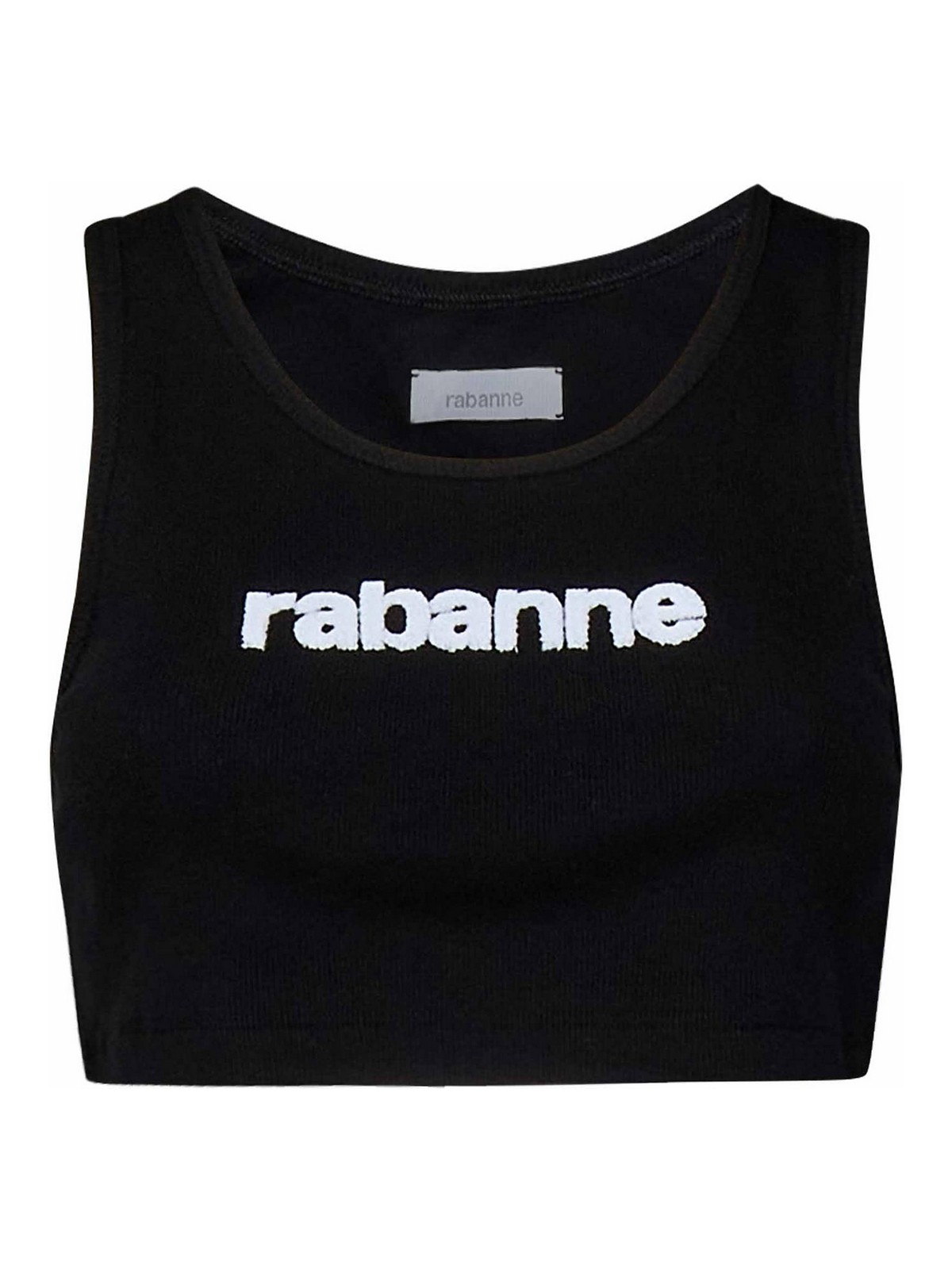 Rabanne Cotton Crop Top In Black